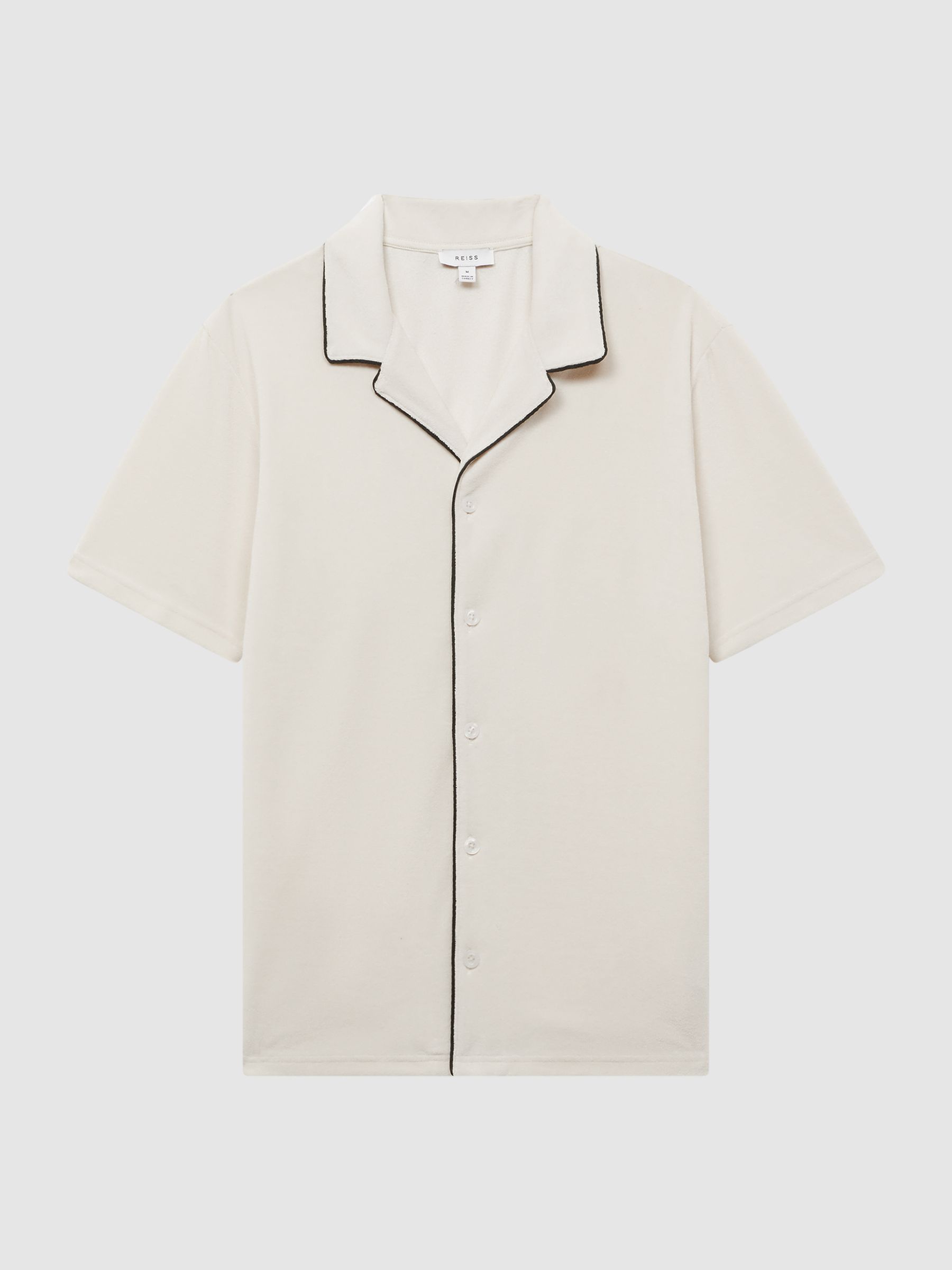 Velour Cuban Collar Shirt in Ecru - Image 2 of 4