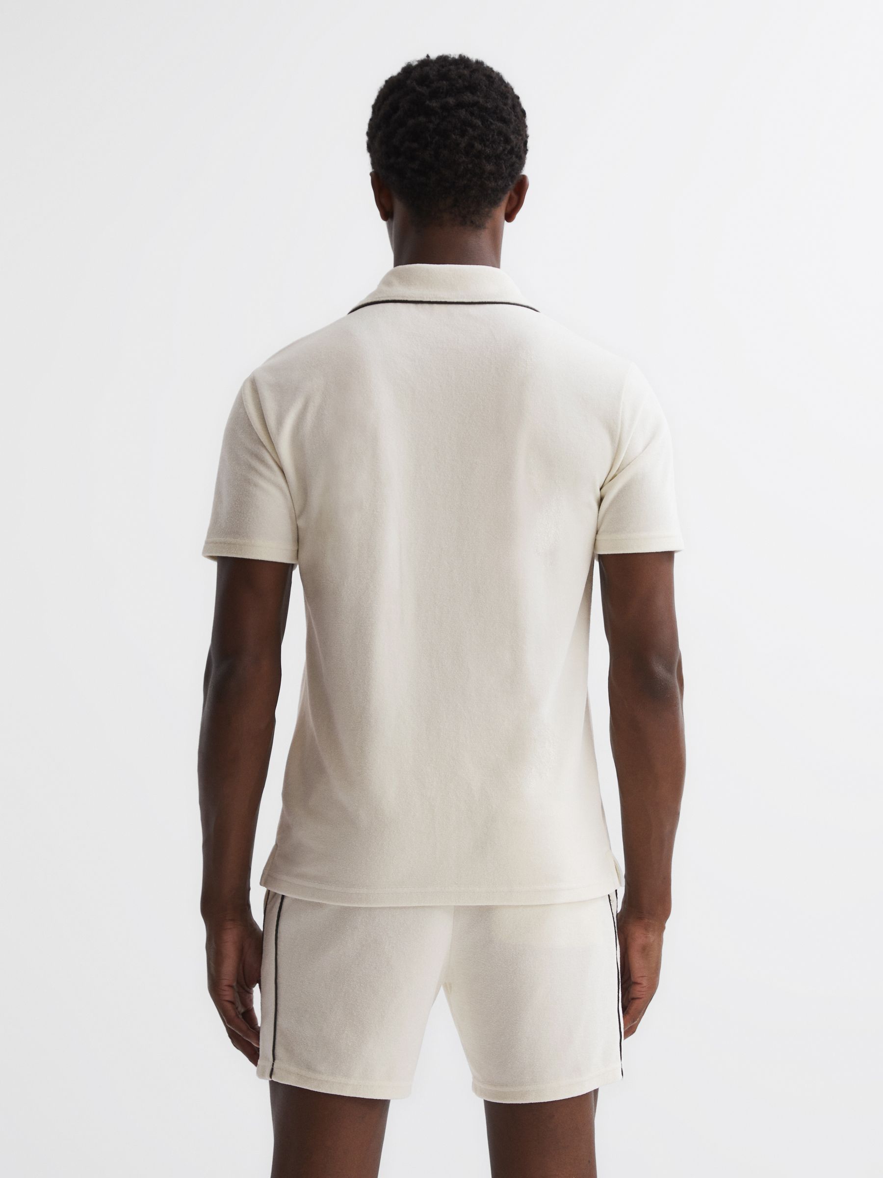 Velour Cuban Collar Shirt in Ecru - Image 4 of 4