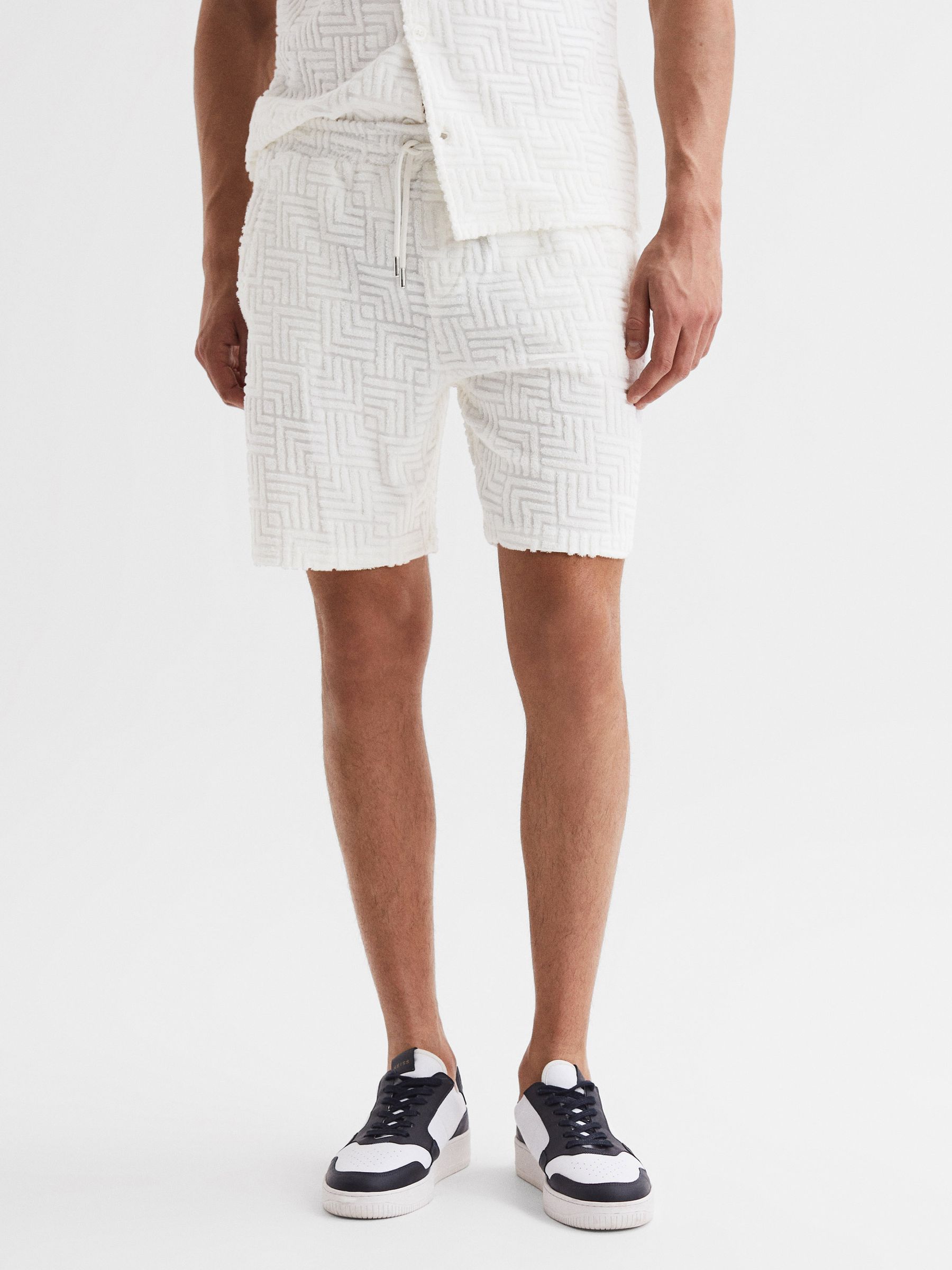 Terry Towelling Drawstring Shorts in White - Image 1 of 5 Terry Towelling Drawstring Shorts in White - Image 1 of 5