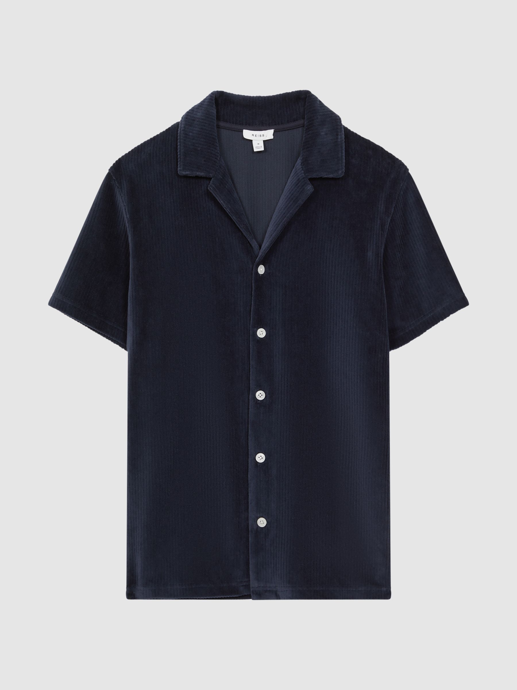 Slim Fit Cuban Collar Textured Shirt in Navy - Image 2 of 4