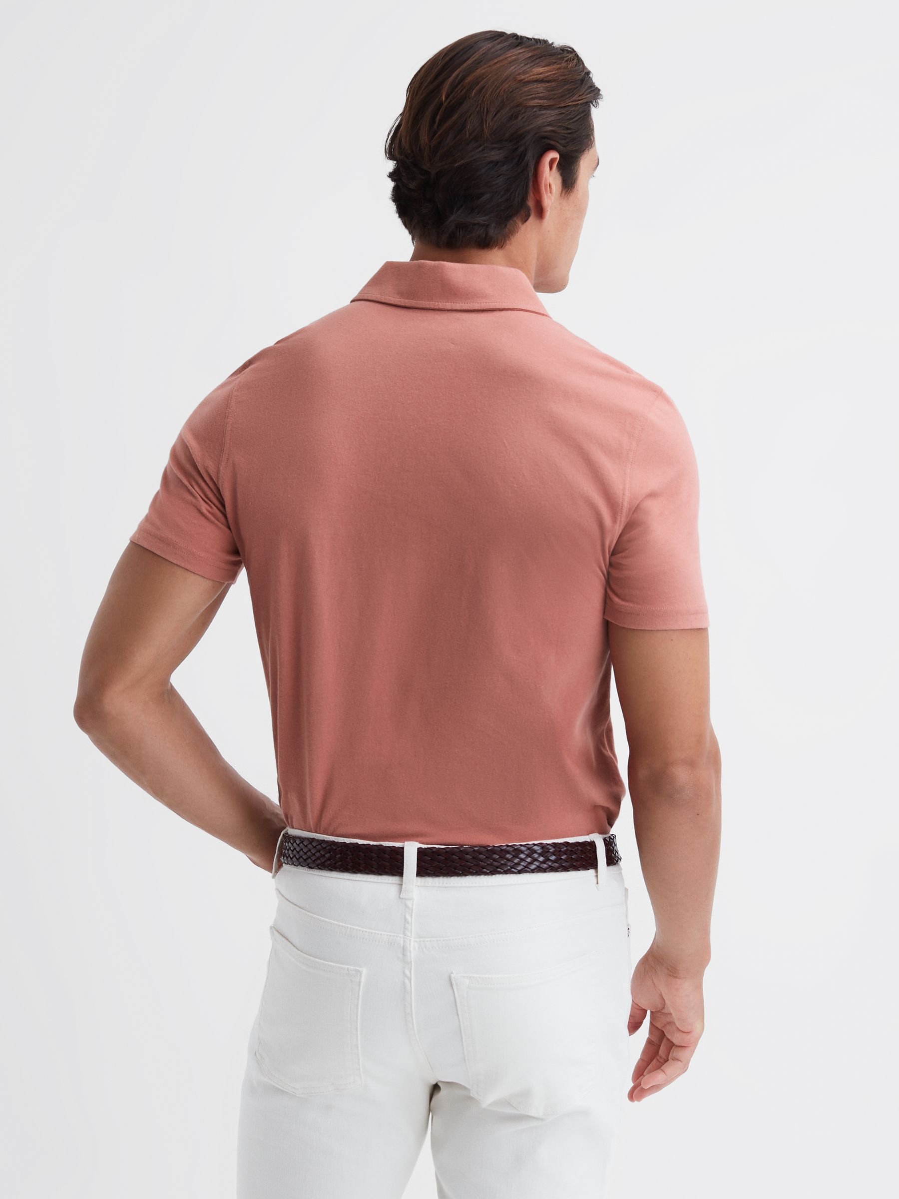 Slim Fit Cotton Polo Shirt in Slate Rose - Image 4 of 9