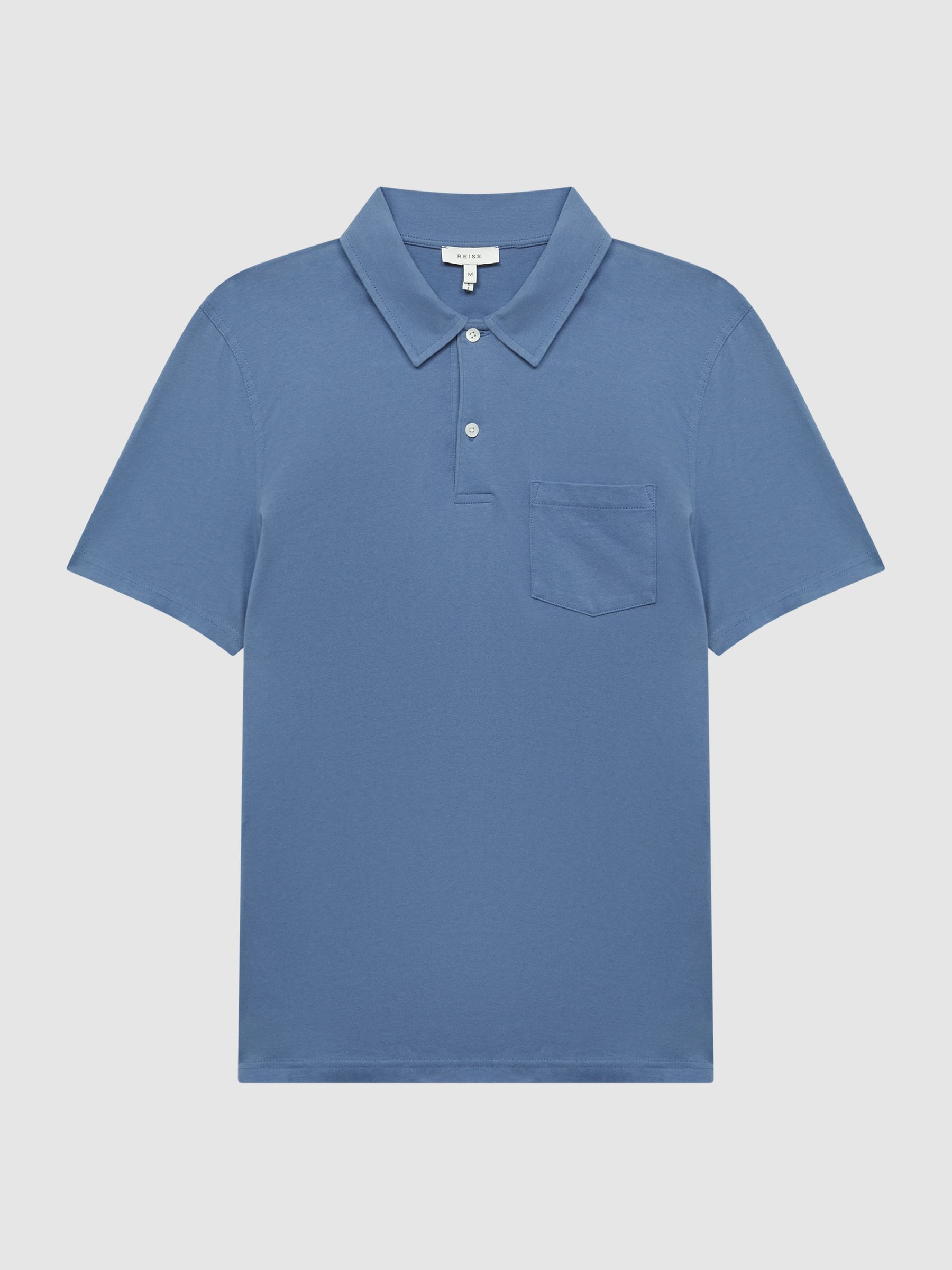 Slim Fit Cotton Polo Shirt in Dark Airforce - Image 2 of 7