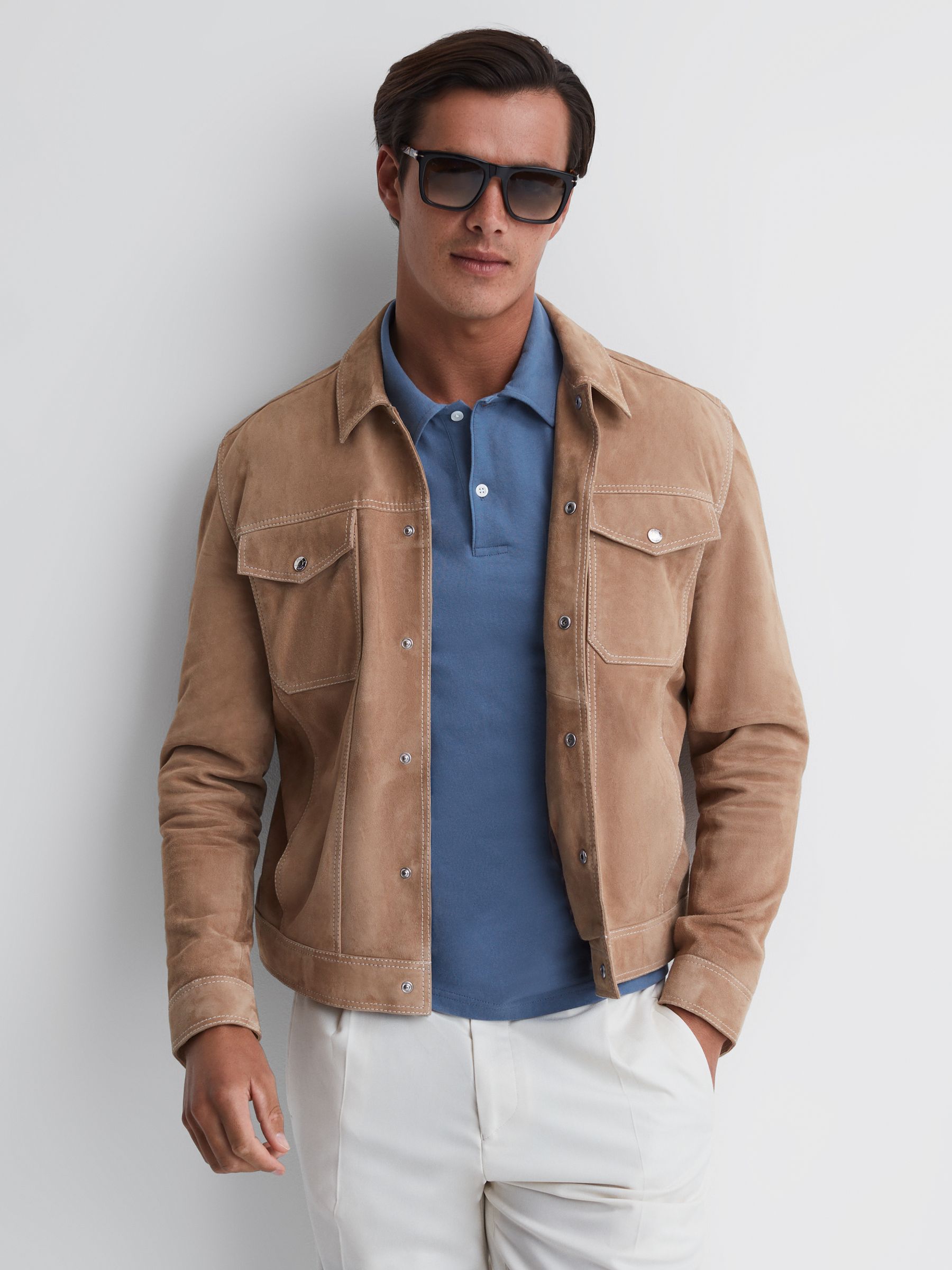 Slim Fit Cotton Polo Shirt in Dark Airforce - Image 4 of 7