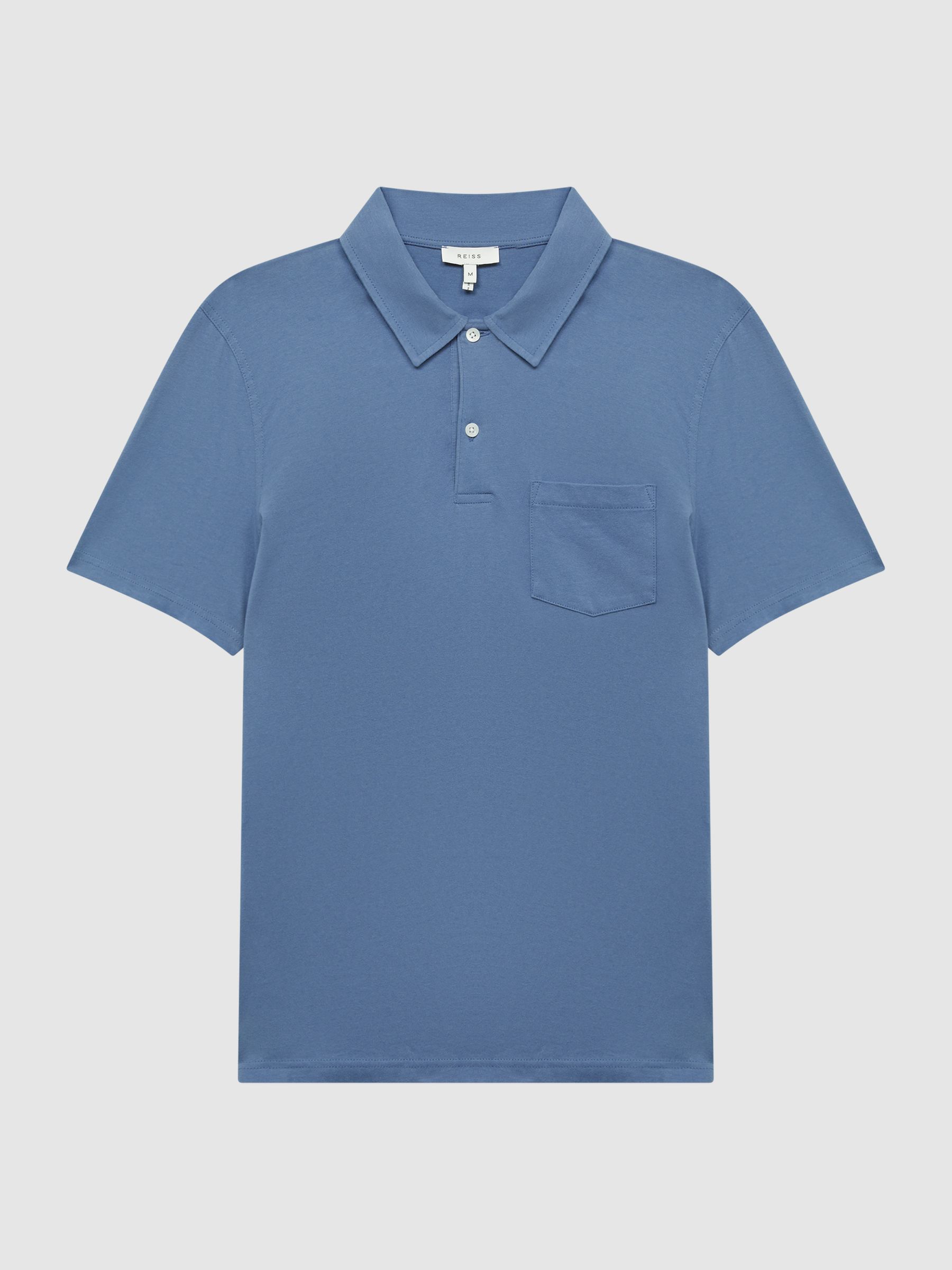 Slim Fit Cotton Polo Shirt in Dark Airforce - Image 7 of 7