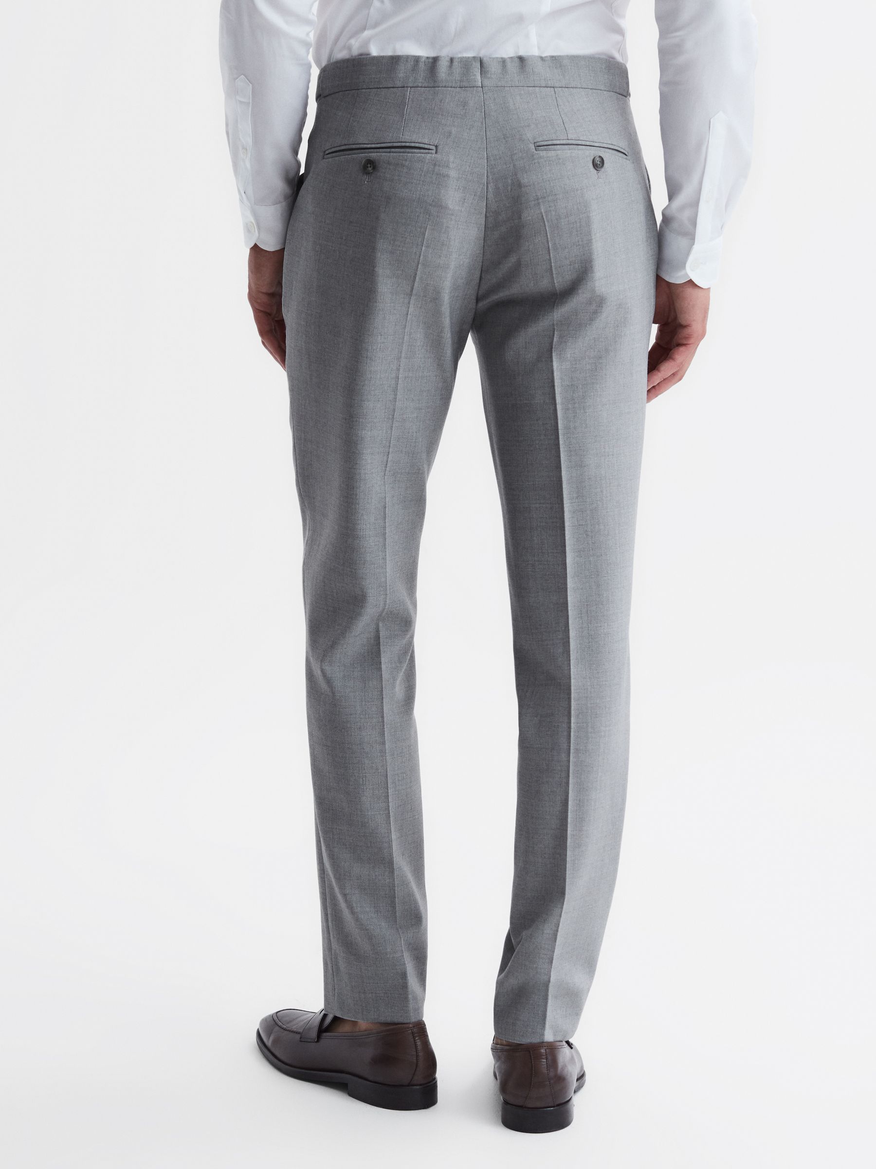 Slim Fit Wool Blend Trousers in Soft Grey - Image 4 of 6