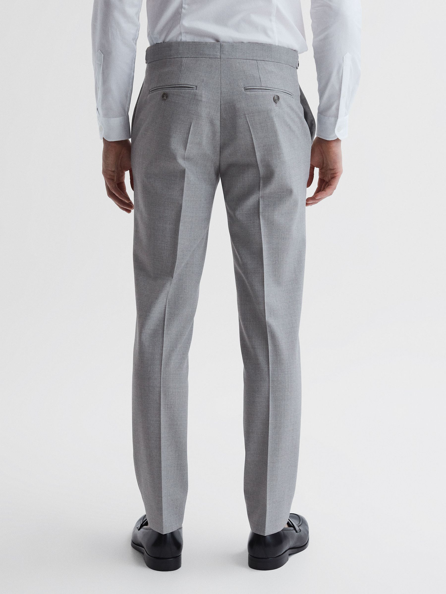 Slim Fit Wool Blend Trousers in Soft Grey - Image 5 of 6