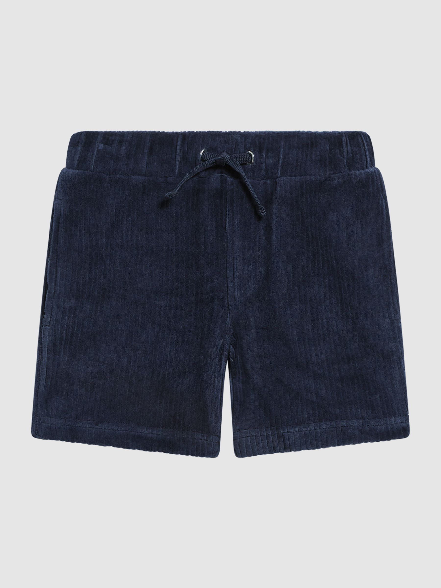 Junior Ribbed Chenille Drawstring Shorts in Navy - Image 2 of 6