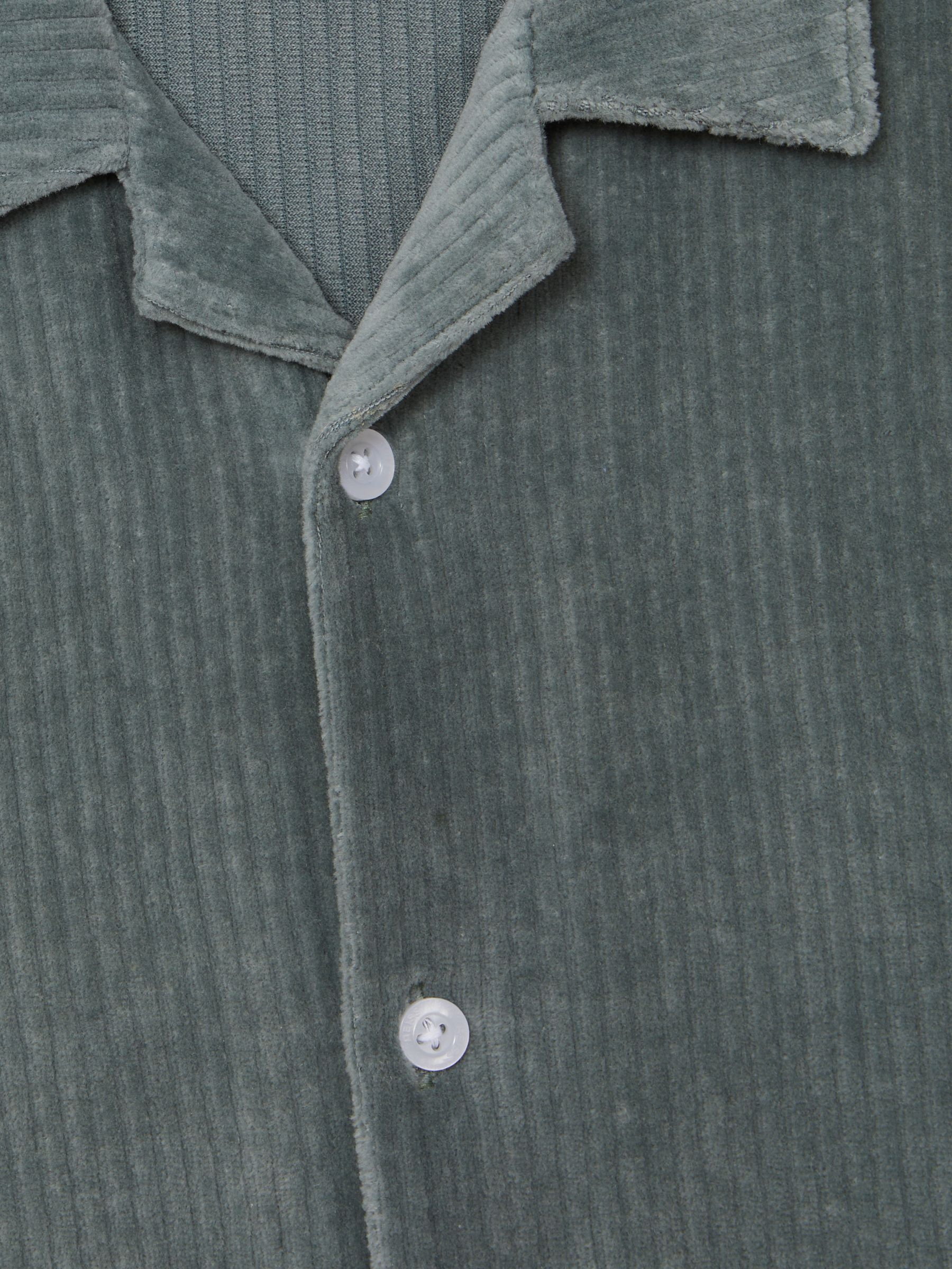 Junior Cuban Collar Ribbed Textured Shirt in Sage - Image 6 of 6