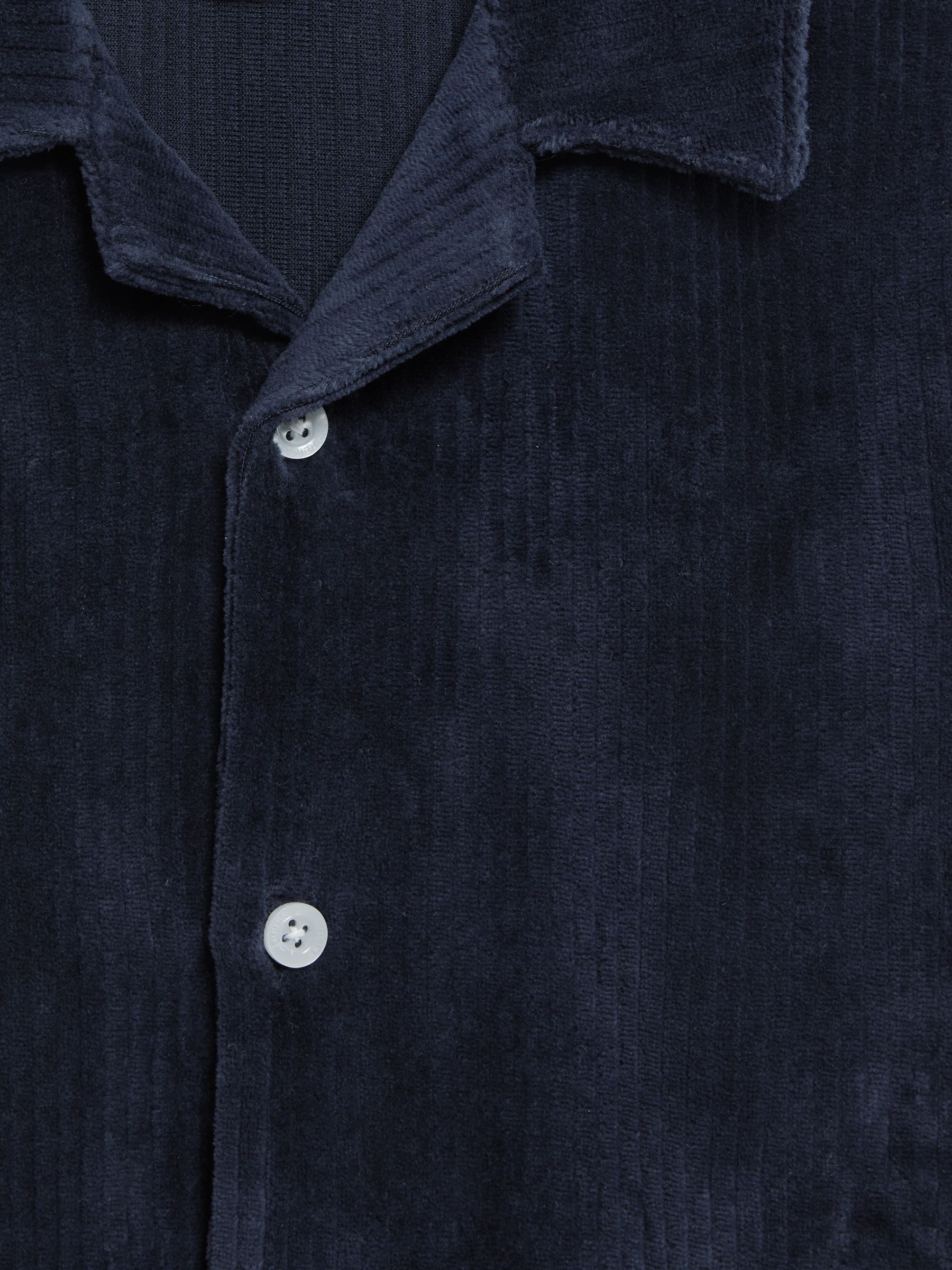Junior Cuban Collar Ribbed Textured Shirt in Navy - Image 6 of 6