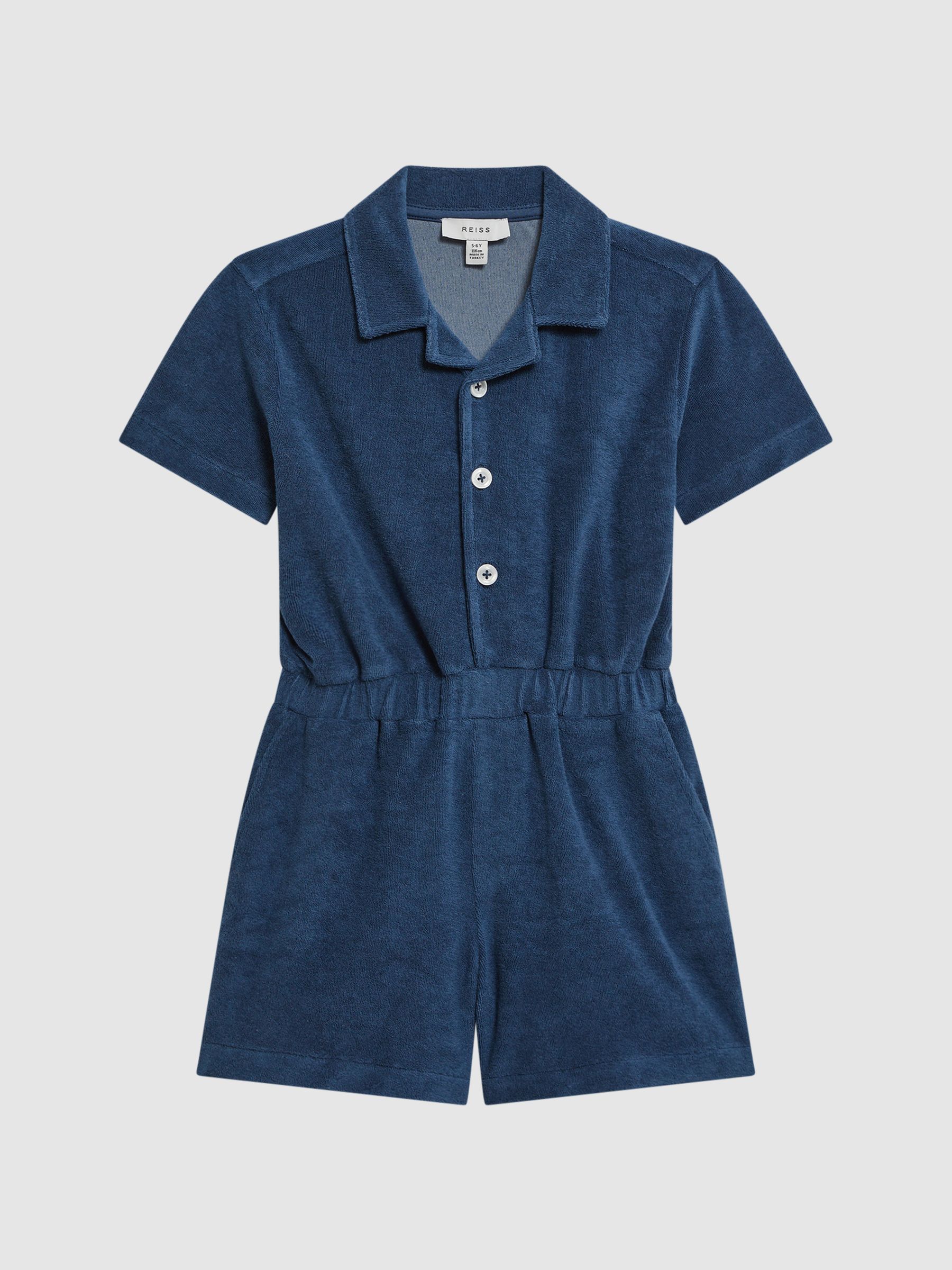 Relaxed Fit Towelling Jumpsuit in Cobalt Blue - Image 2 of 8