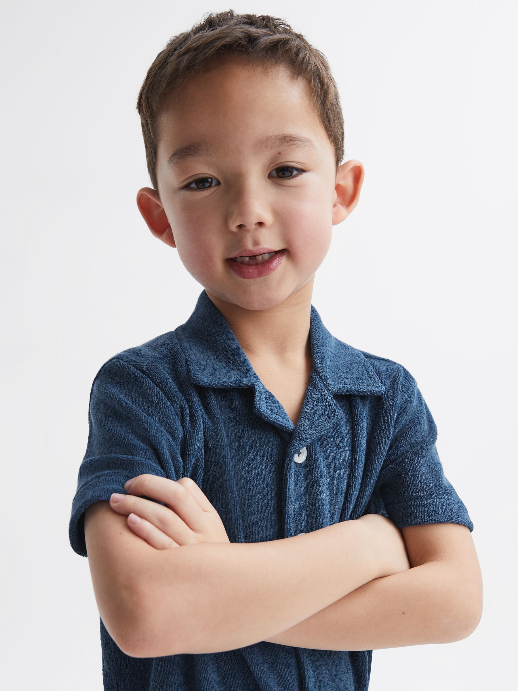 Relaxed Fit Towelling Jumpsuit in Cobalt Blue - Image 4 of 8