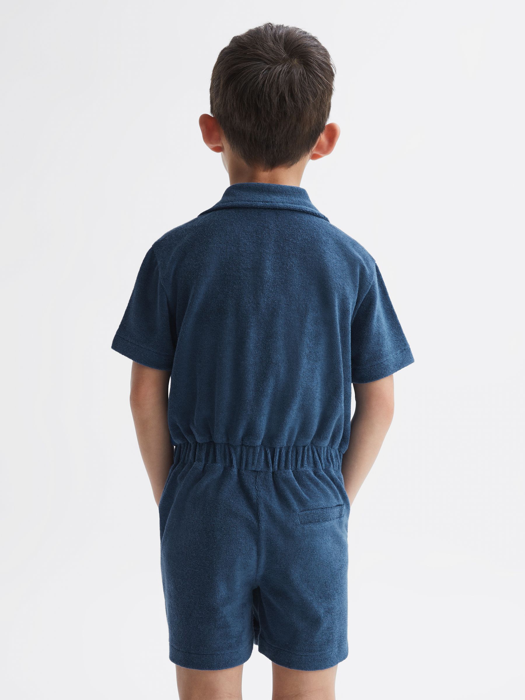 Relaxed Fit Towelling Jumpsuit in Cobalt Blue - Image 5 of 8