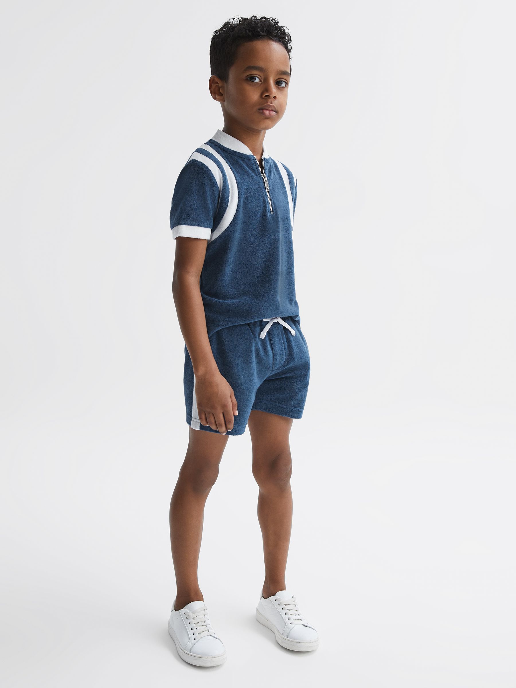 Junior Towelling Drawstring shorts in Cobalt Blue - Image 3 of 6