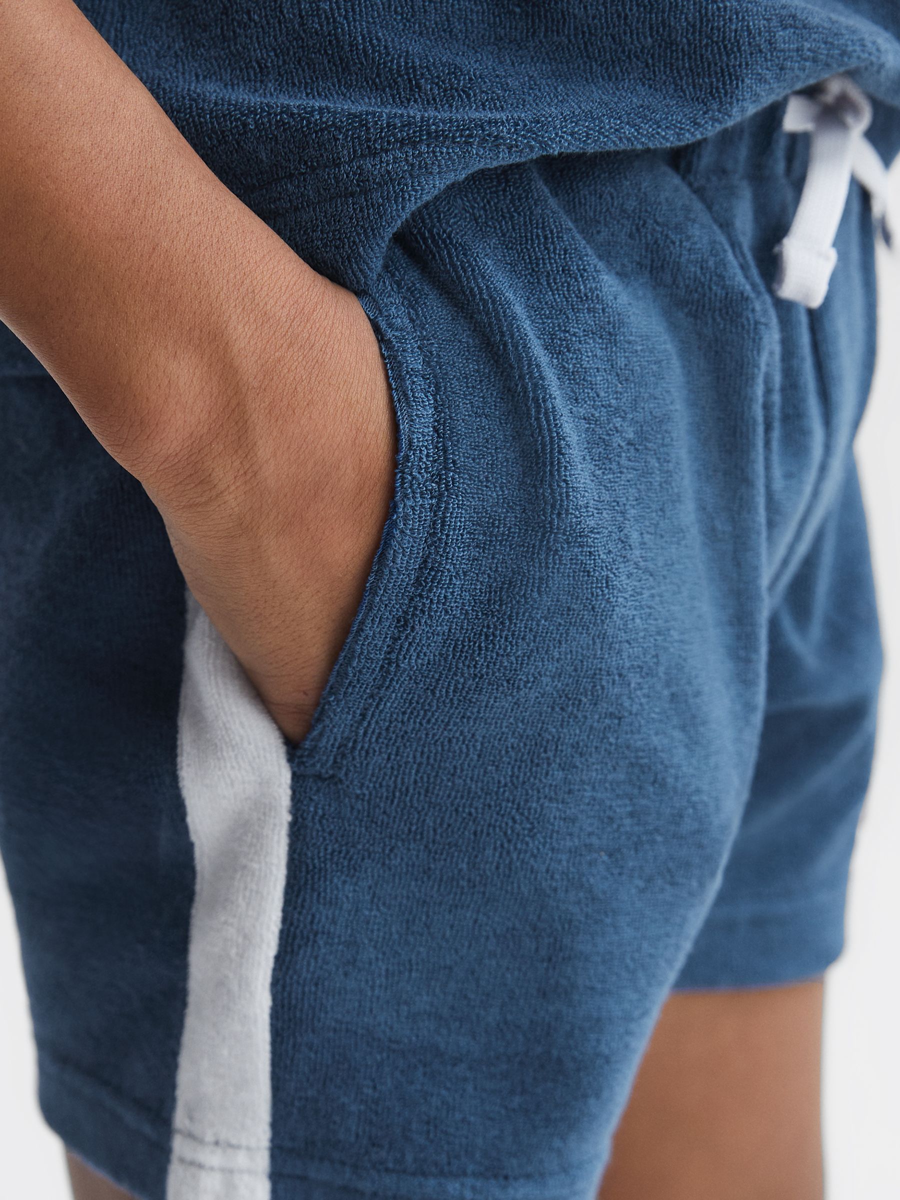 Junior Towelling Drawstring shorts in Cobalt Blue - Image 4 of 6