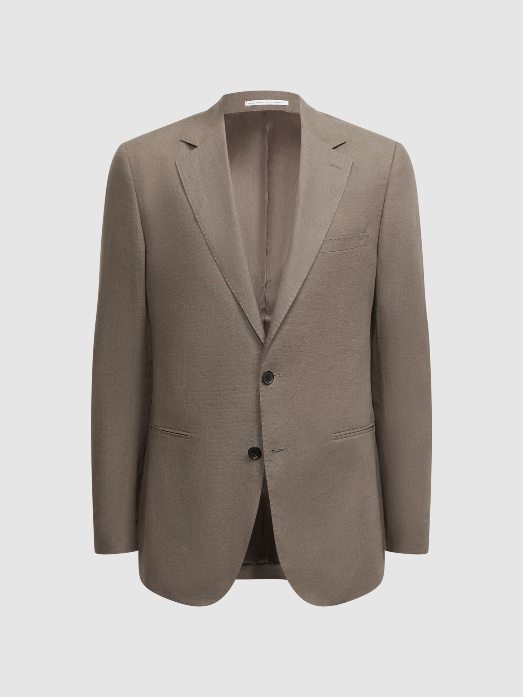 Slim Fit Single Breasted Linen Blazer in Sage - Image 2 of 7 Slim Fit Single Breasted Linen Blazer in Sage - Image 2 of 7