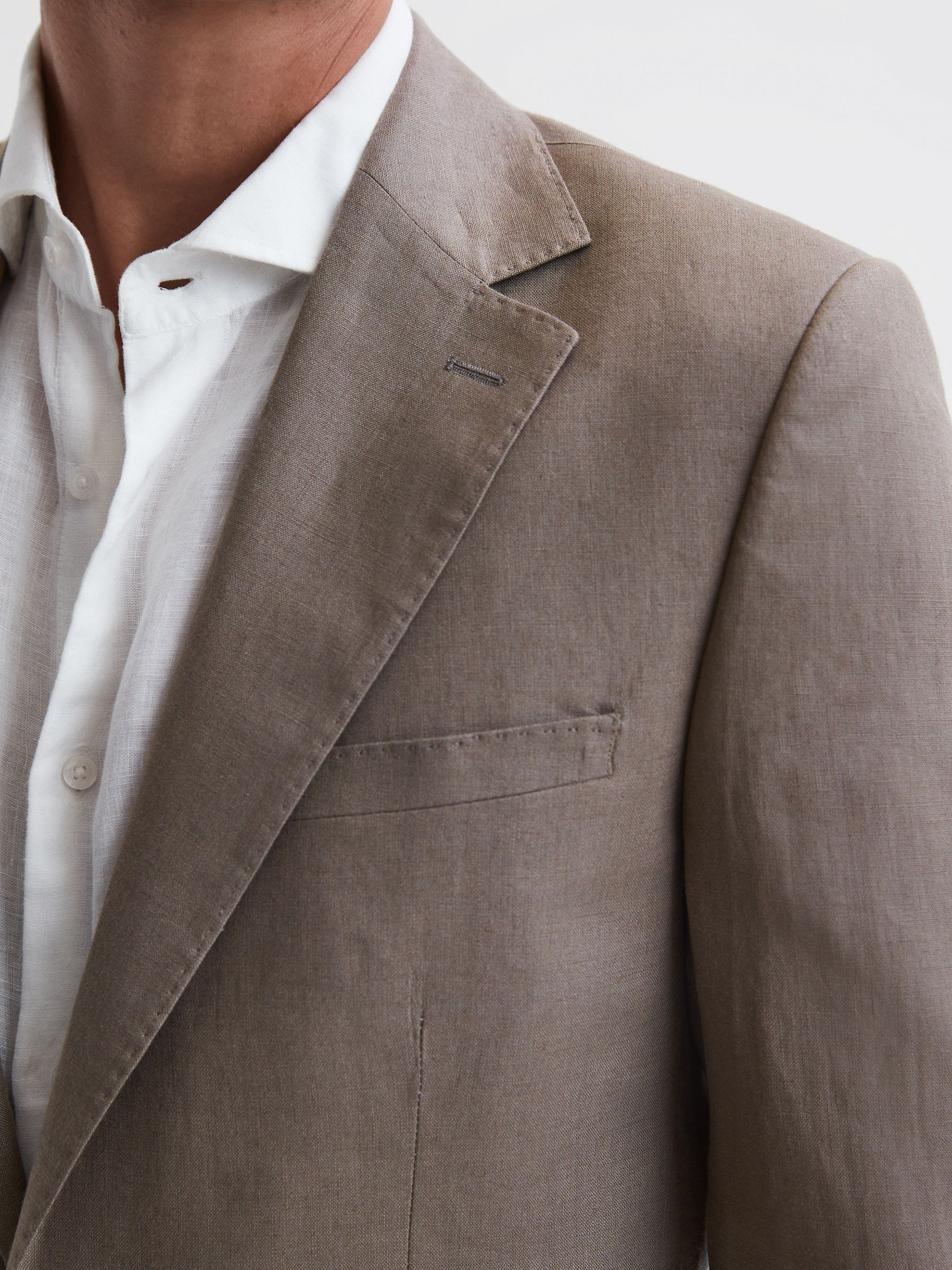 Slim Fit Single Breasted Linen Blazer in Sage - Image 4 of 7