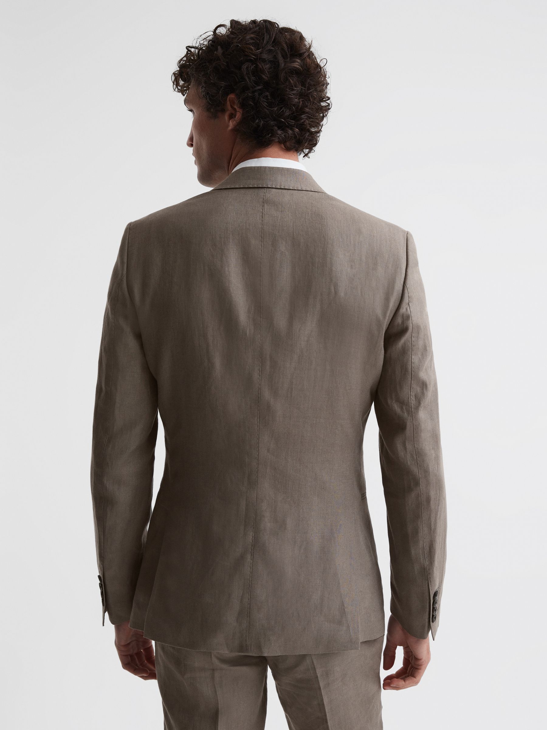 Slim Fit Single Breasted Linen Blazer in Sage - Image 5 of 7