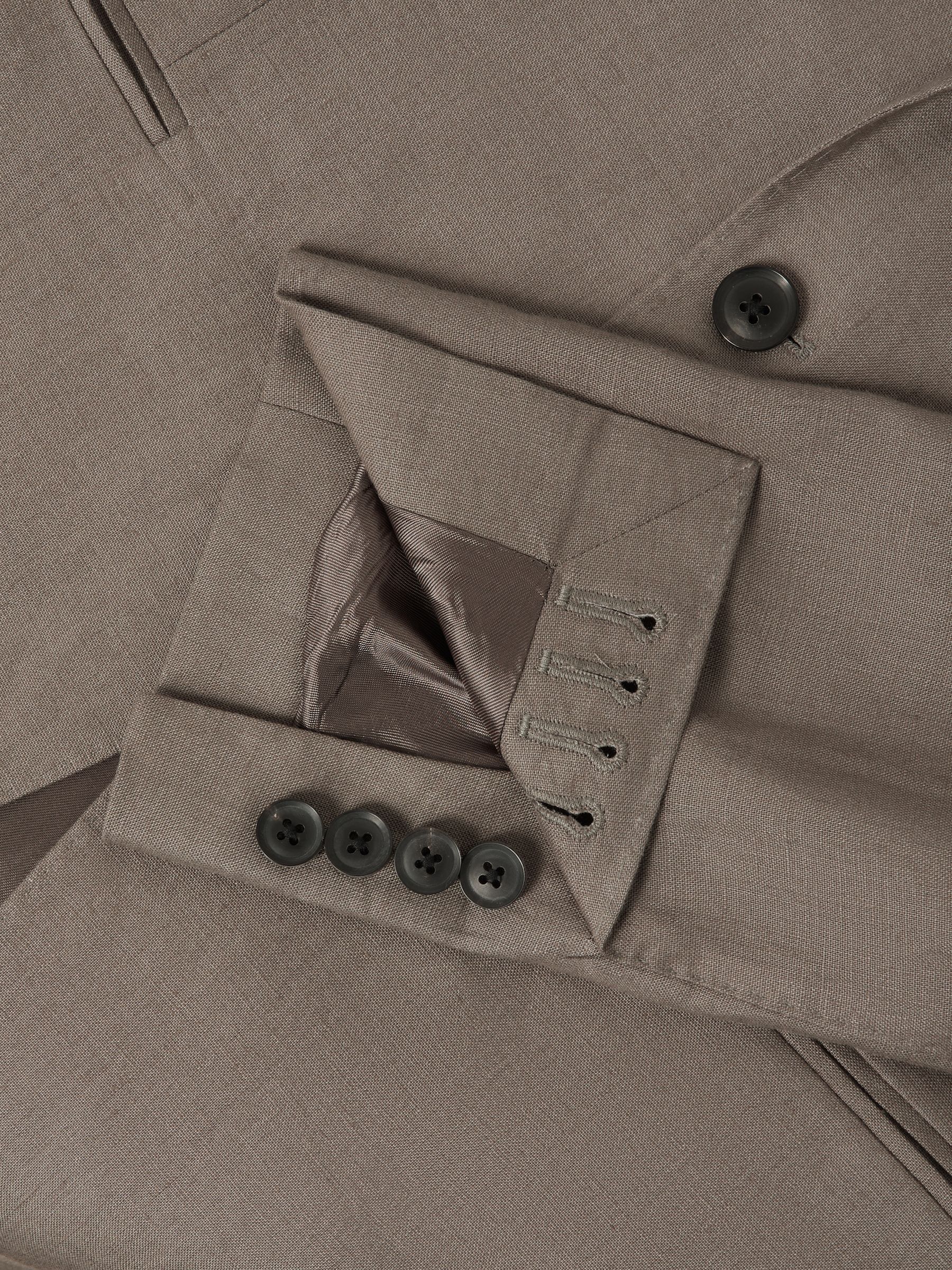 Slim Fit Single Breasted Linen Blazer in Sage - Image 6 of 7