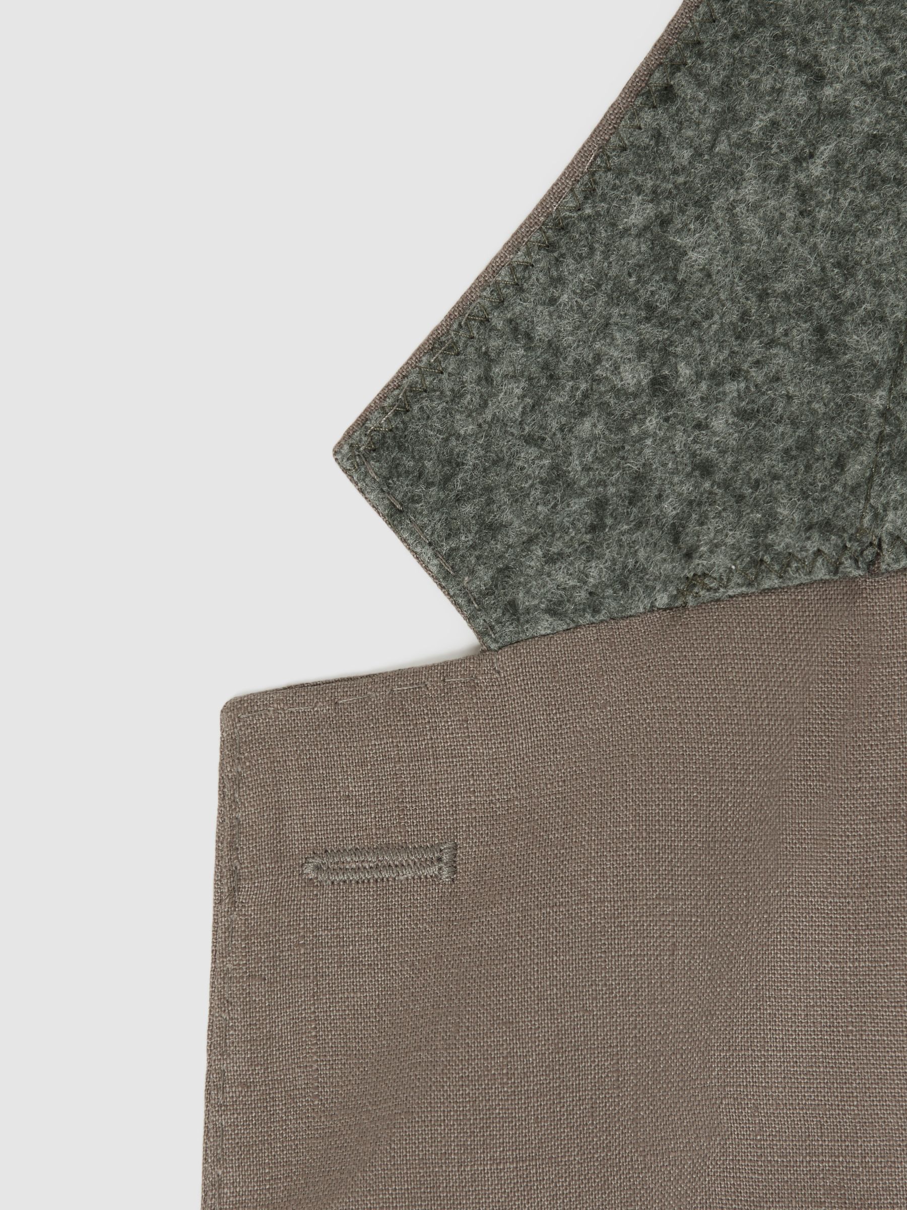 Slim Fit Single Breasted Linen Blazer in Sage - Image 7 of 7