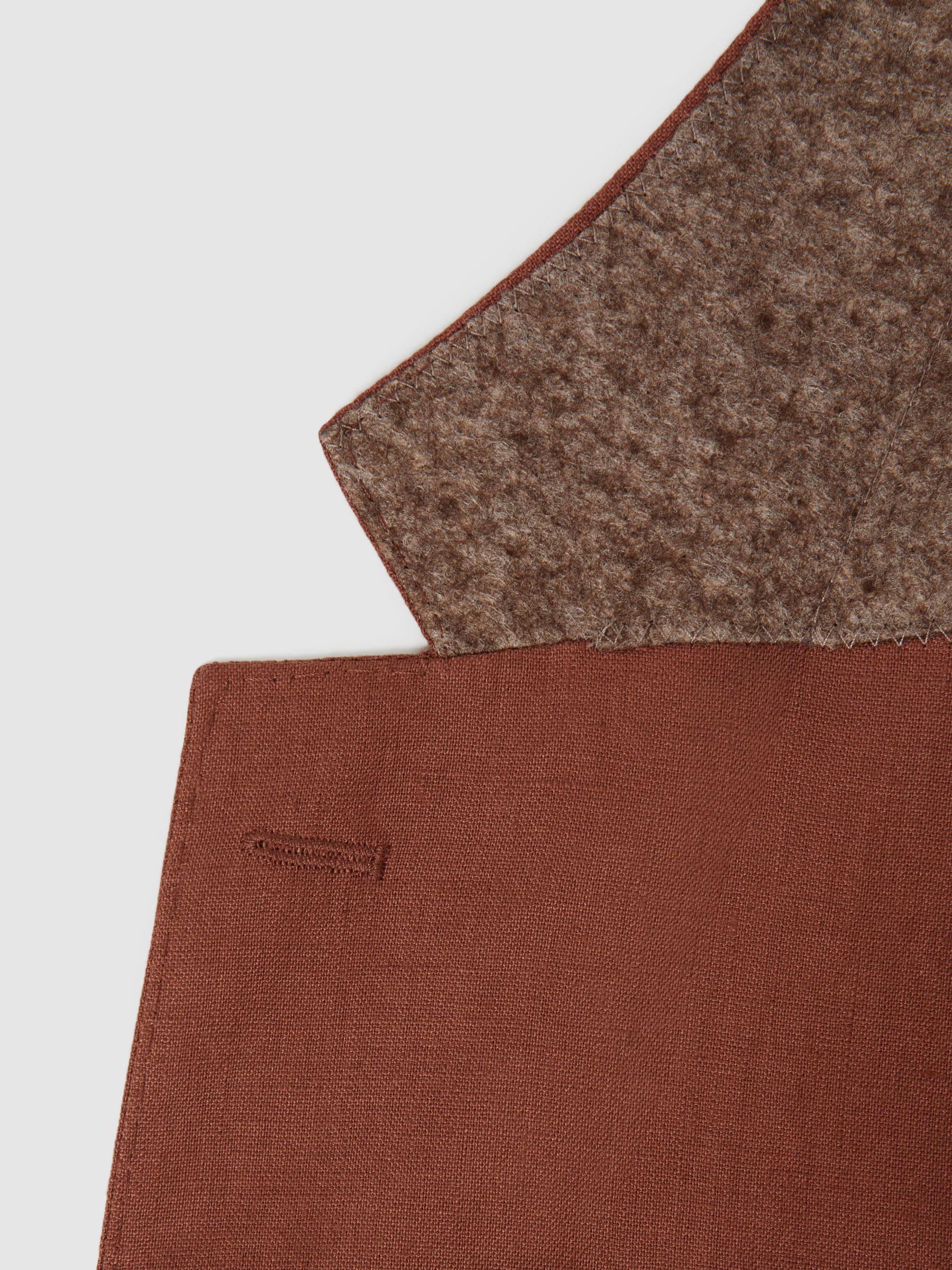 Slim Fit Single Breasted Linen Blazer in Tobacco - Image 7 of 14