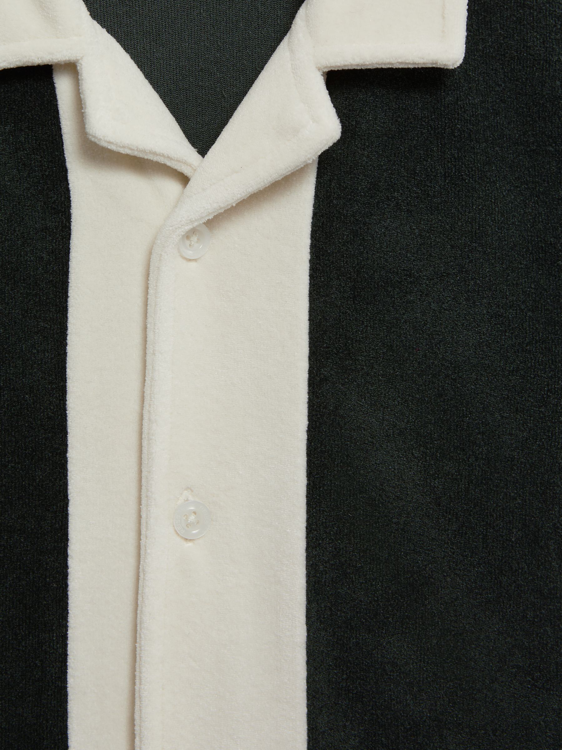 Senior Textured Cuban Collar Shirt in Green/Ecru - Image 6 of 6