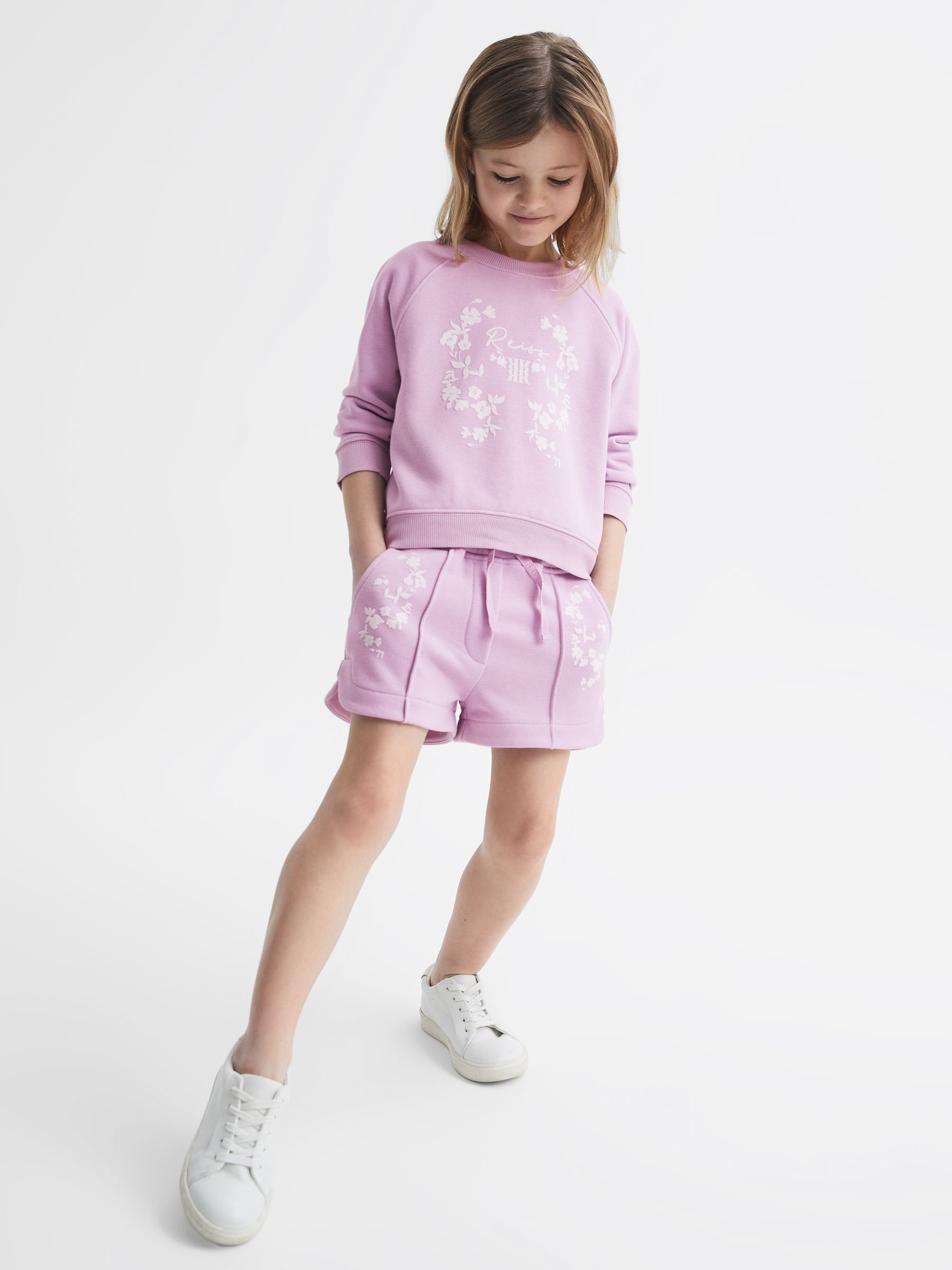 9-12 yrs Motif Crew Neck Jumper in Lilac - Image 1 of 6