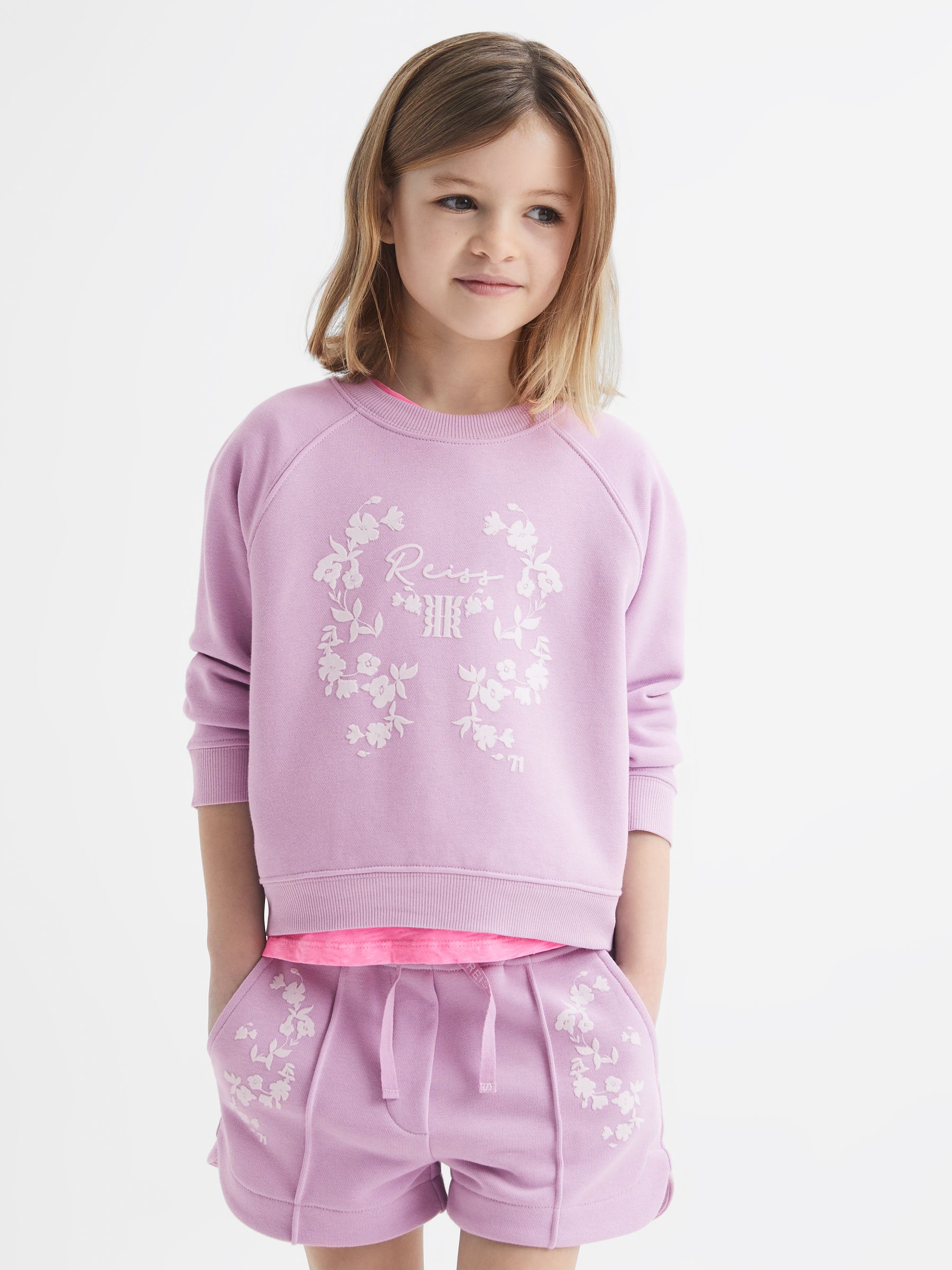 9-12 yrs Motif Crew Neck Jumper in Lilac - Image 3 of 6