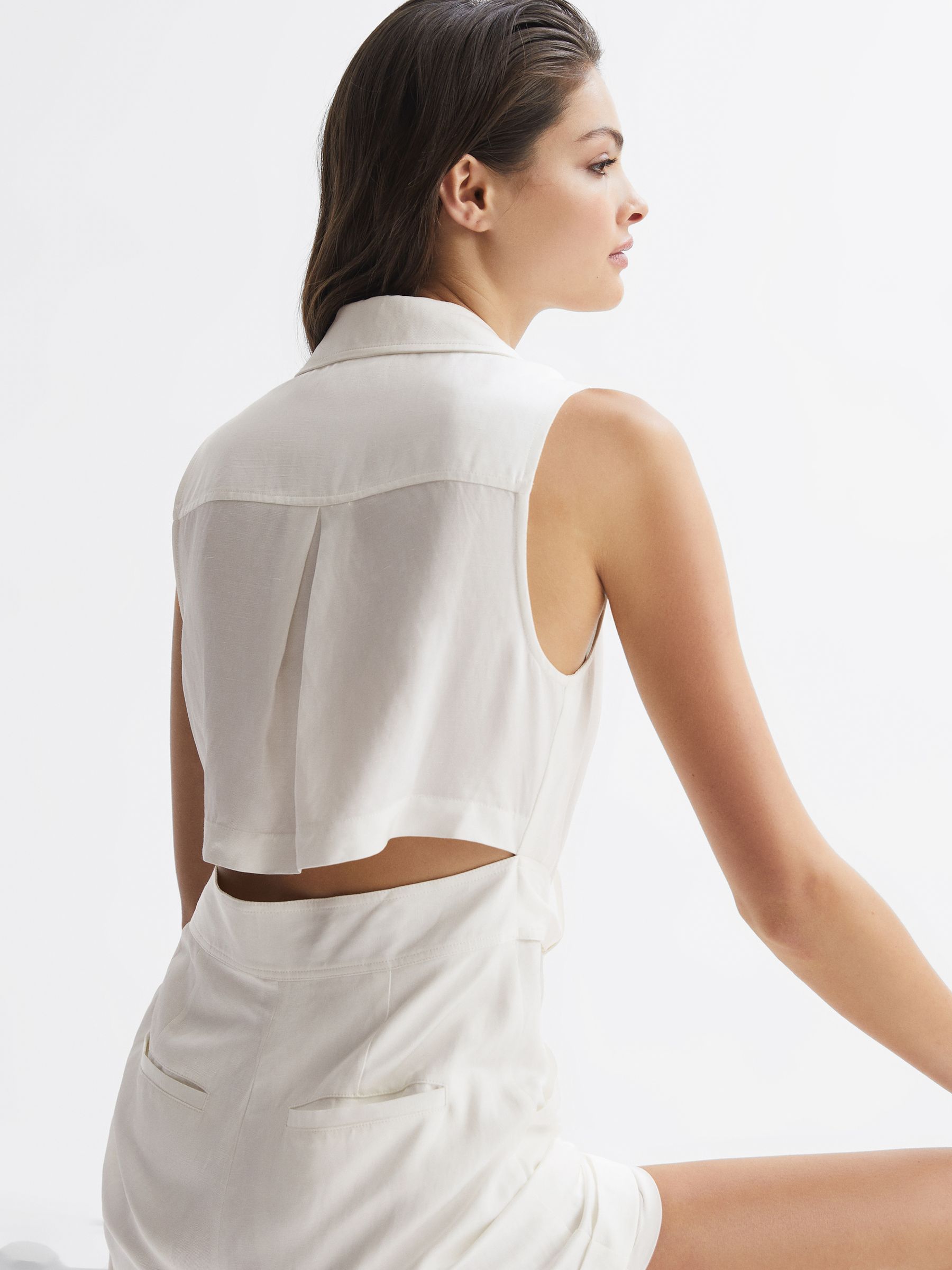 Double Breasted Playsuit in Ivory - Image 6 of 6