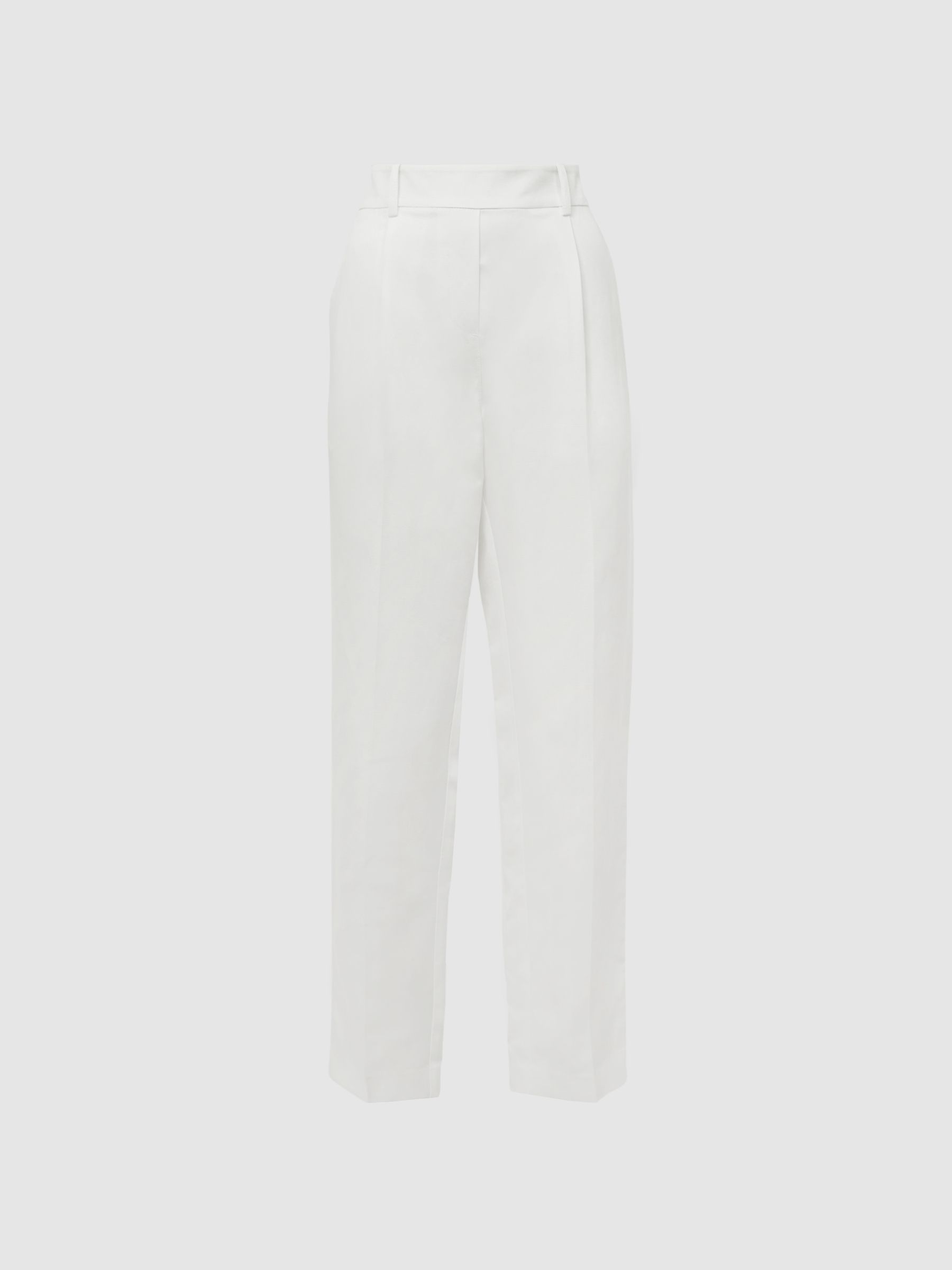 Tapered Linen Trousers in White - Image 2 of 7