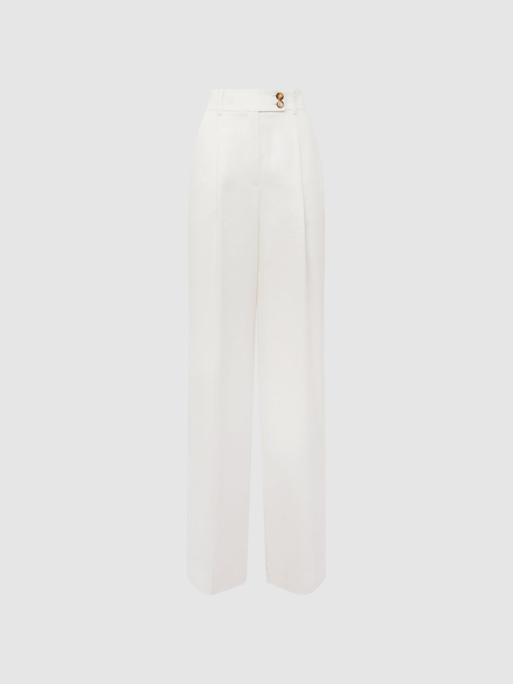 Petite Wide Leg Linen Trousers in White - Image 2 of 8