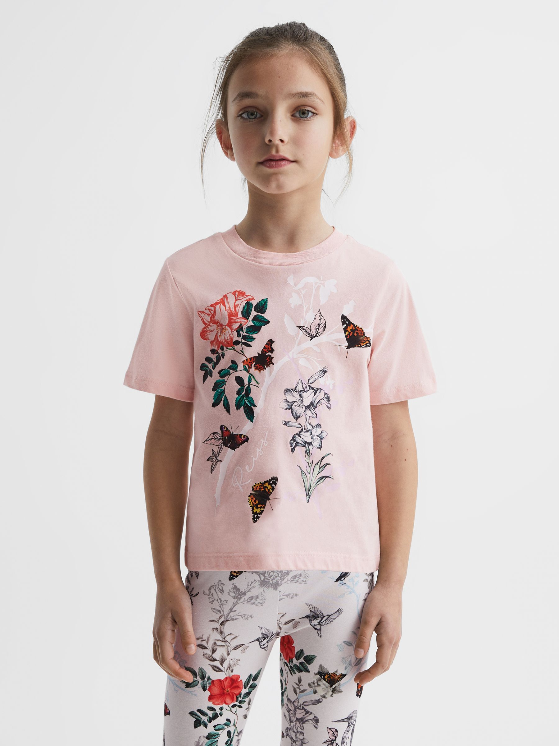 9-12 yrs Printed Set - T-Shirt and Leggings in Pink - Image 1 of 9