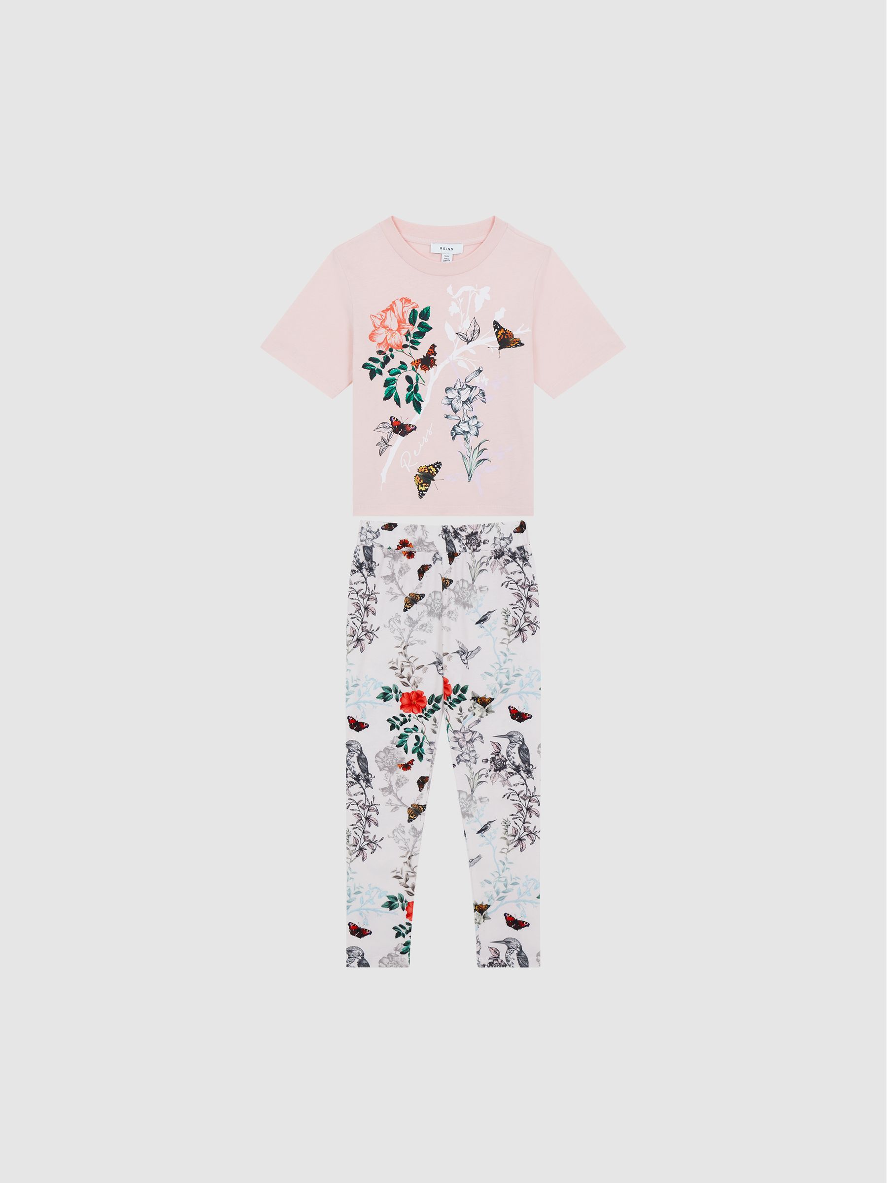 9-12 yrs Printed Set - T-Shirt and Leggings in Pink - Image 2 of 9