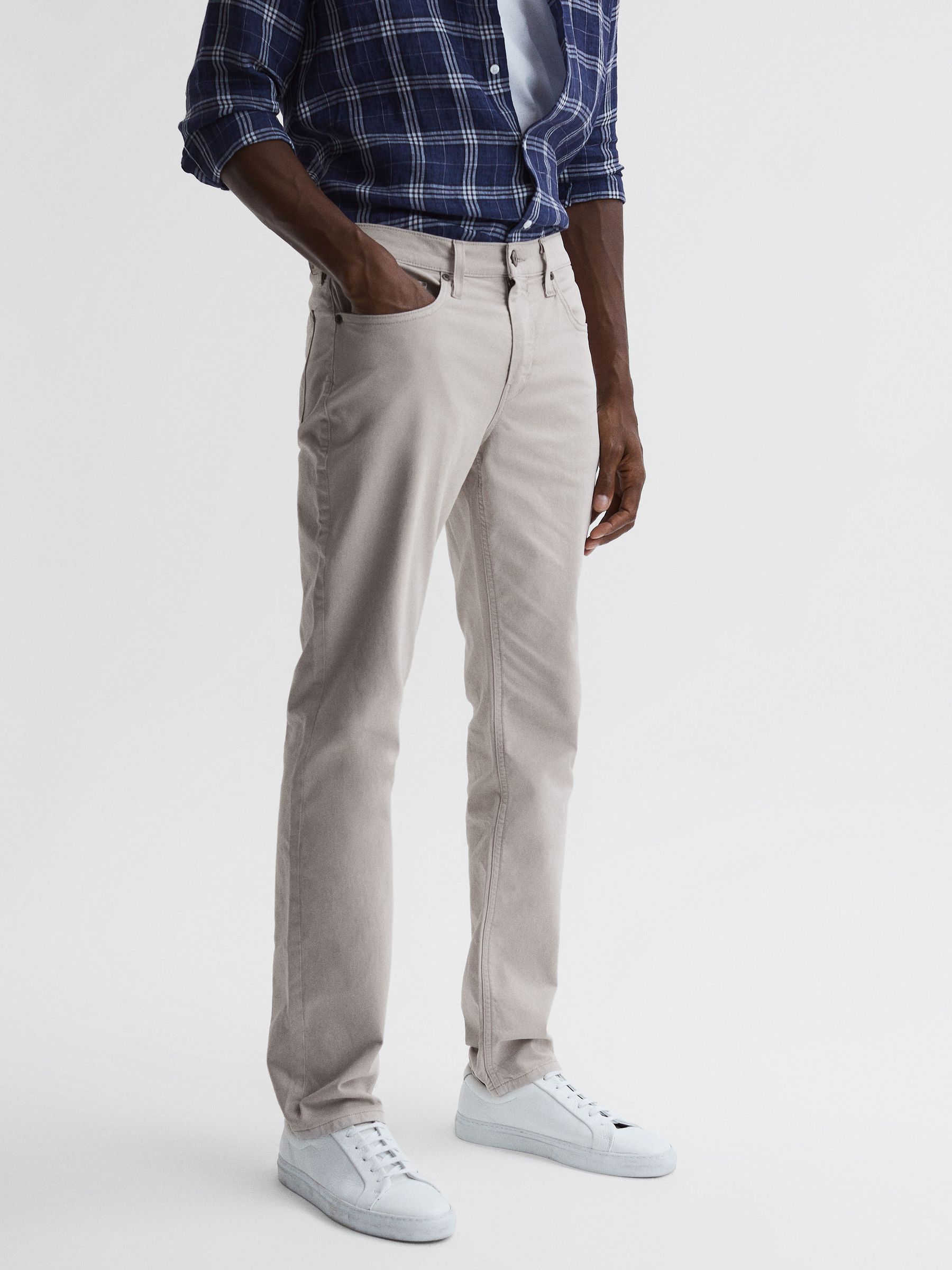 Paige Regular Fit Straight Leg Jeans in Oyster - Image 3 of 7