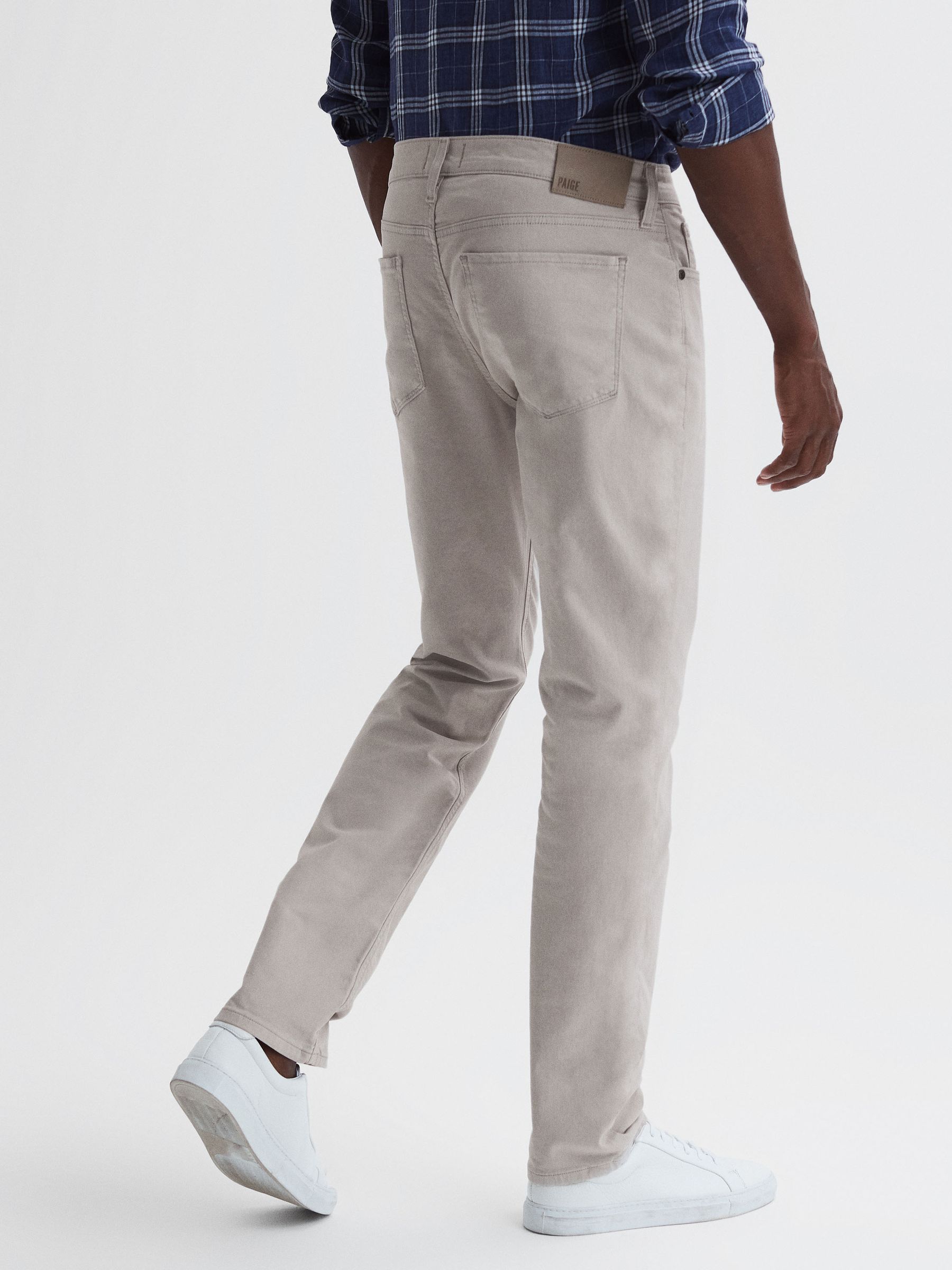 Paige Regular Fit Straight Leg Jeans in Oyster - Image 5 of 7