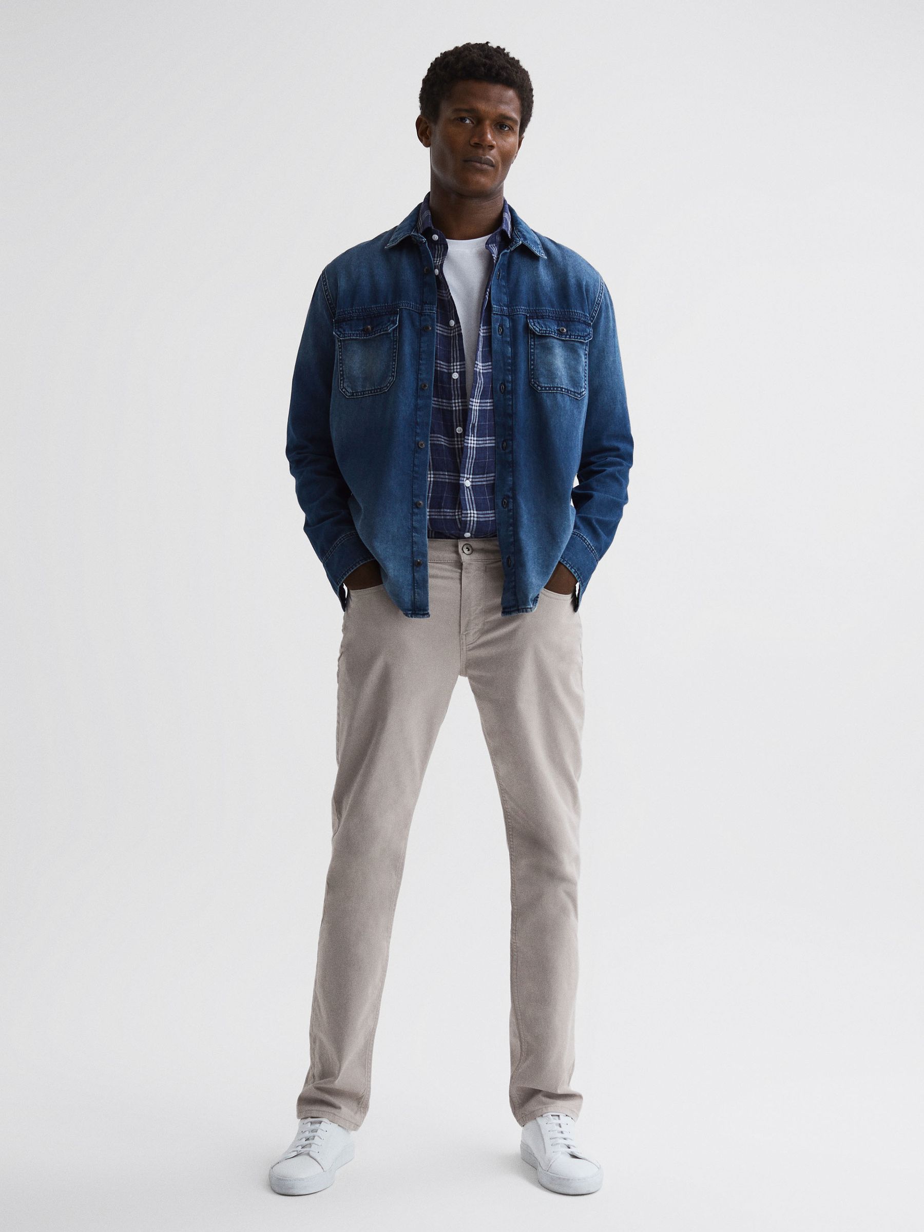 Paige Regular Fit Straight Leg Jeans in Oyster - Image 6 of 7