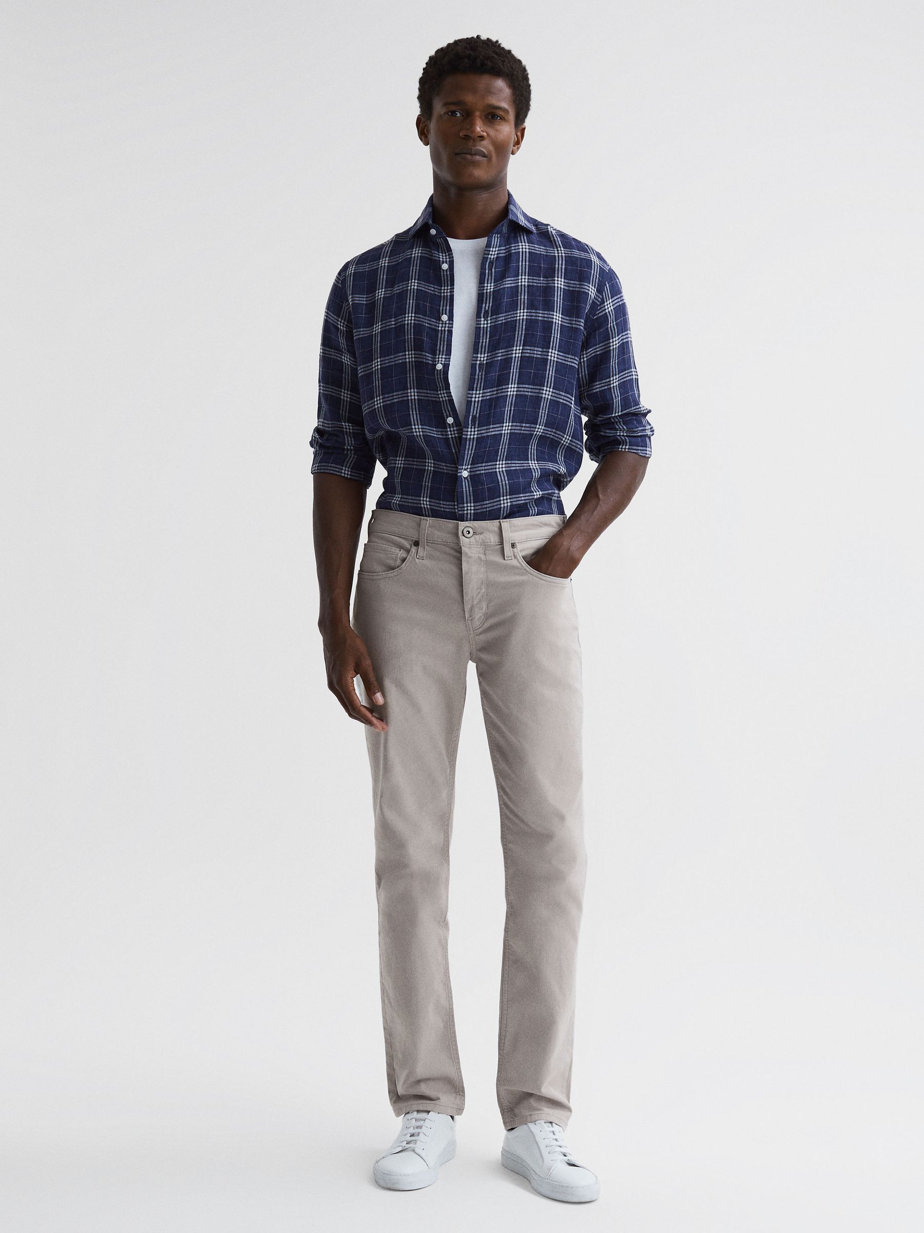 Paige Regular Fit Straight Leg Jeans in Oyster - Image 7 of 7
