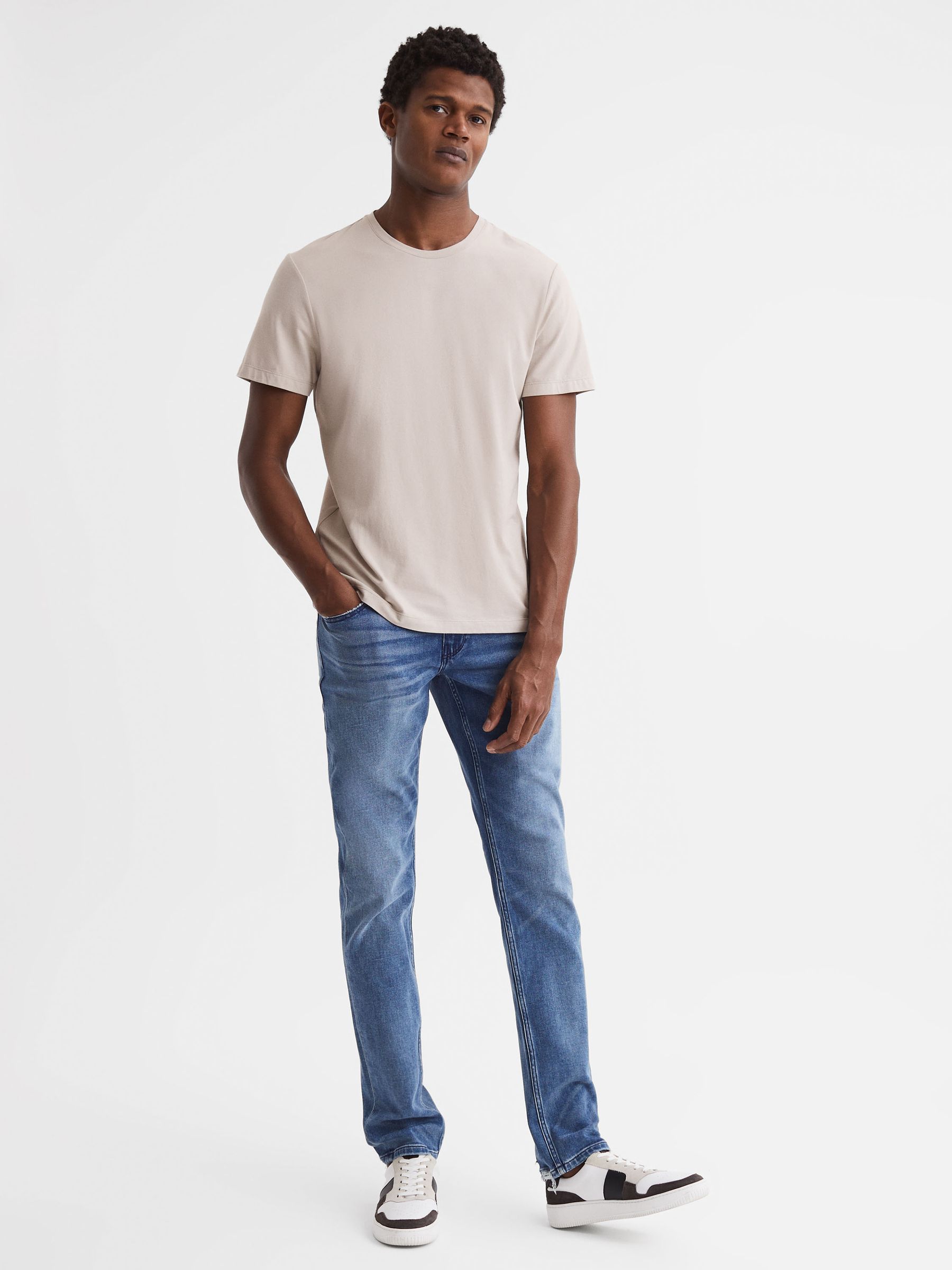 Paige Crew Neck T-Shirt in Oyster - Image 3 of 6