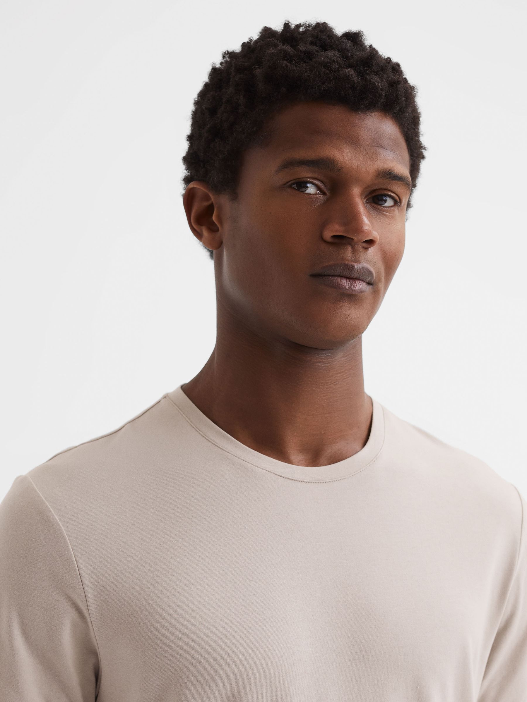 Paige Crew Neck T-Shirt in Oyster - Image 4 of 6