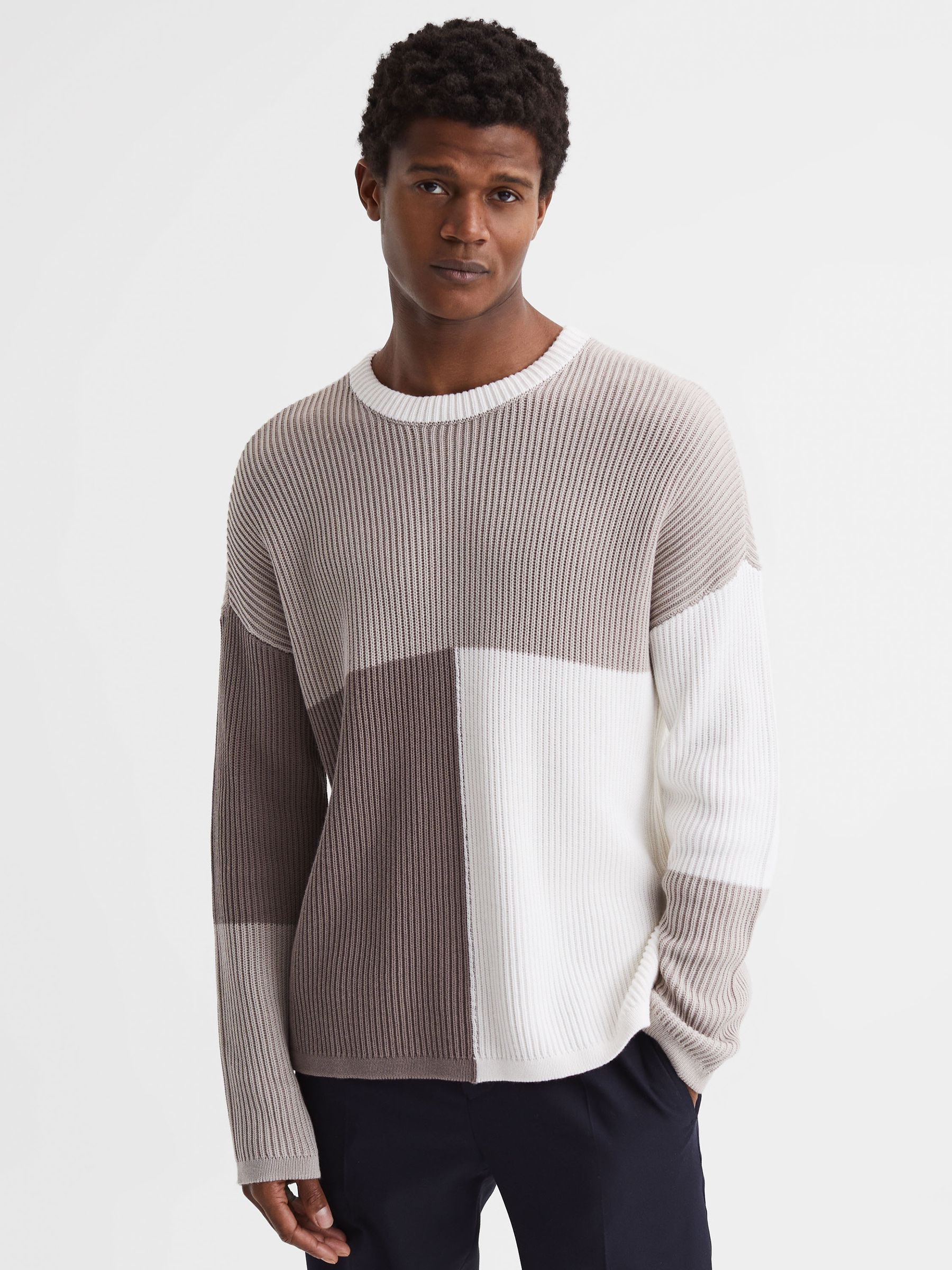 Paige Colourblock Crew Neck Jumper in Murky Mist - Image 1 of 7