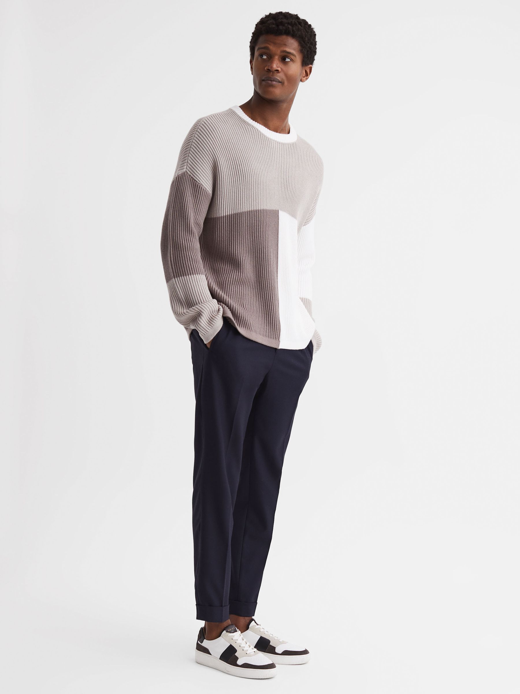 Paige Colourblock Crew Neck Jumper in Murky Mist - Image 3 of 7