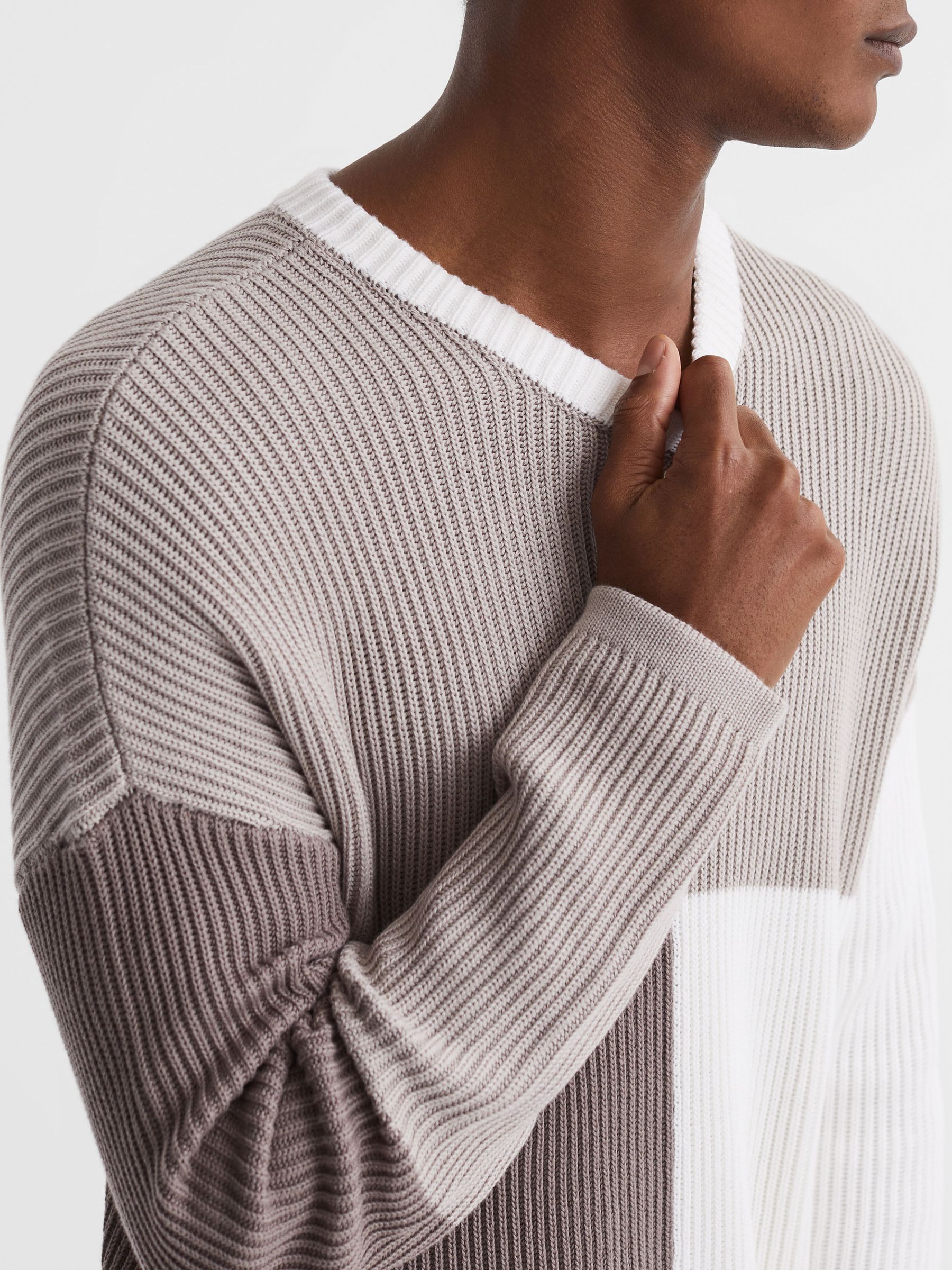 Paige Colourblock Crew Neck Jumper in Murky Mist - Image 4 of 7
