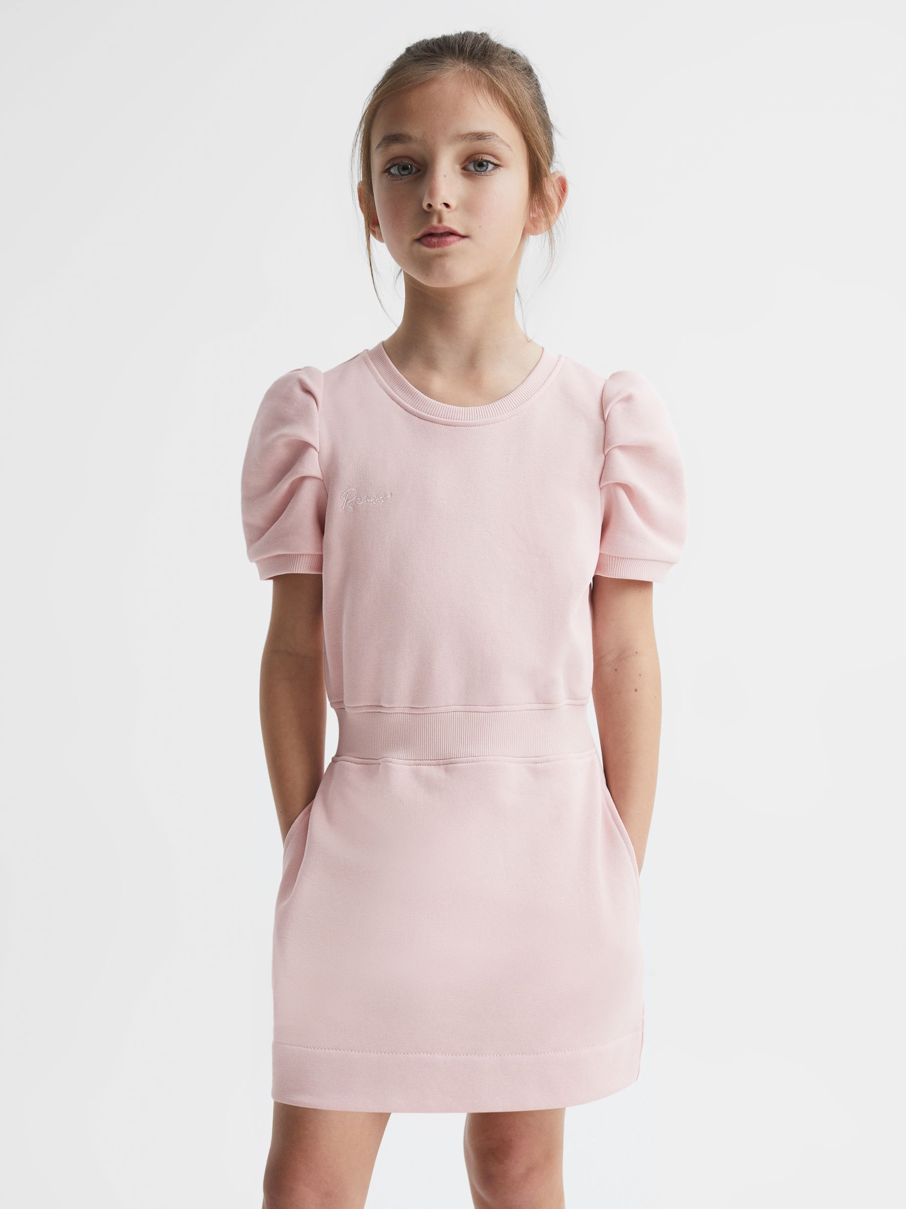 4-9 yrs Pleated Sleeve Dress in Pink - Image 1 of 6