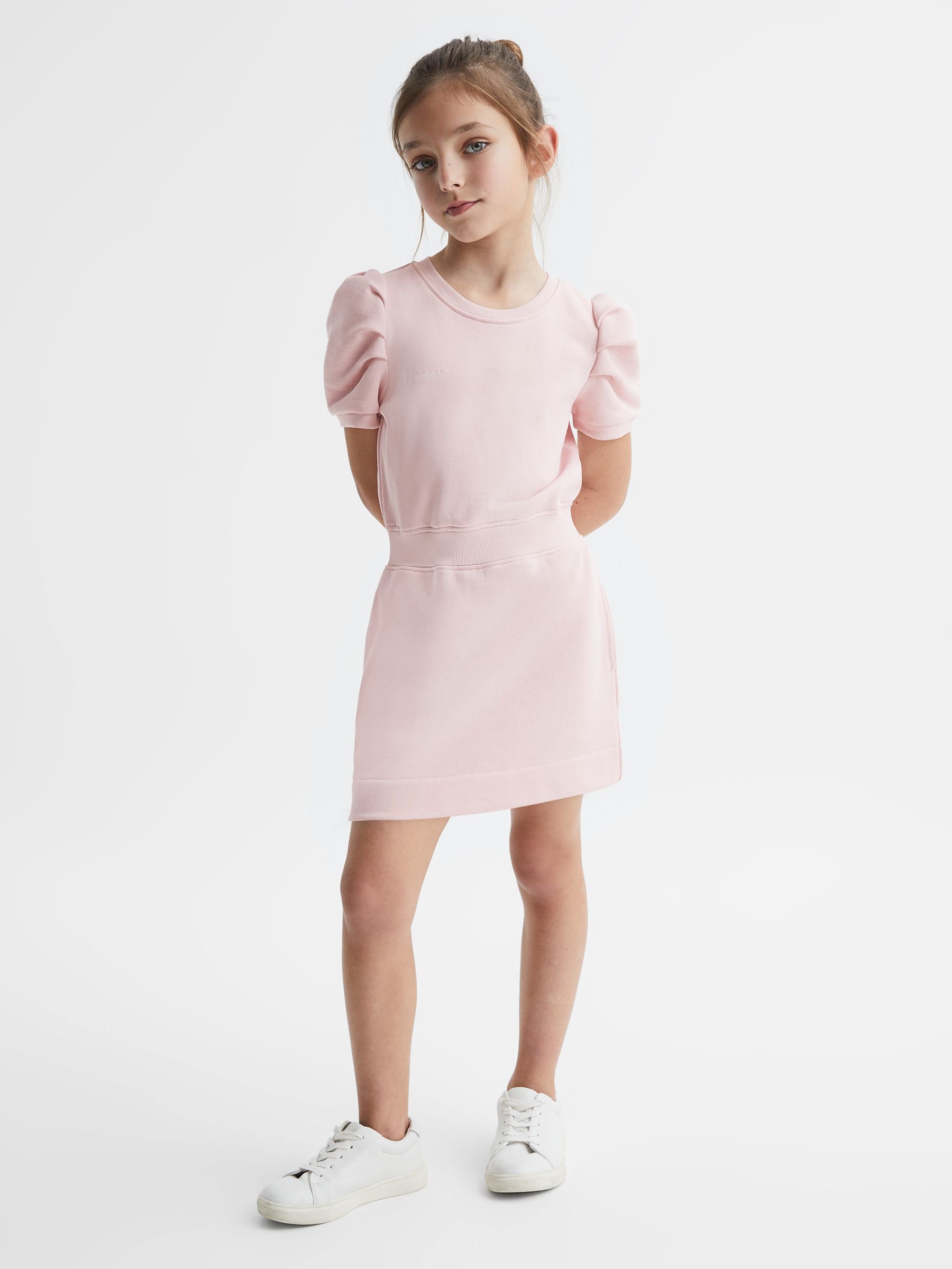 4-9 yrs Pleated Sleeve Dress in Pink - Image 3 of 6