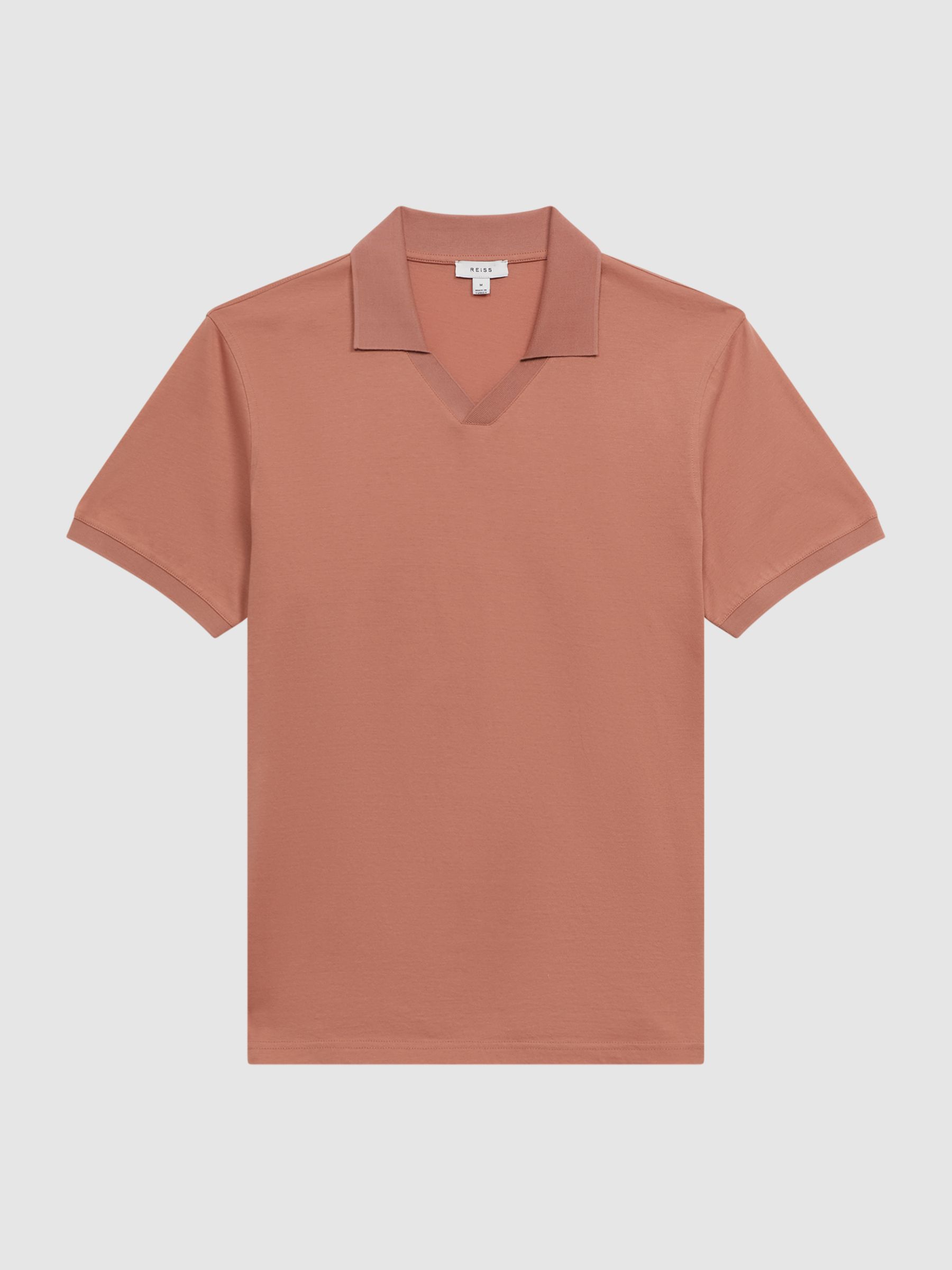 Slim Fit Mercerised Cotton Polo Shirt in Terracotta - Image 2 of 5
