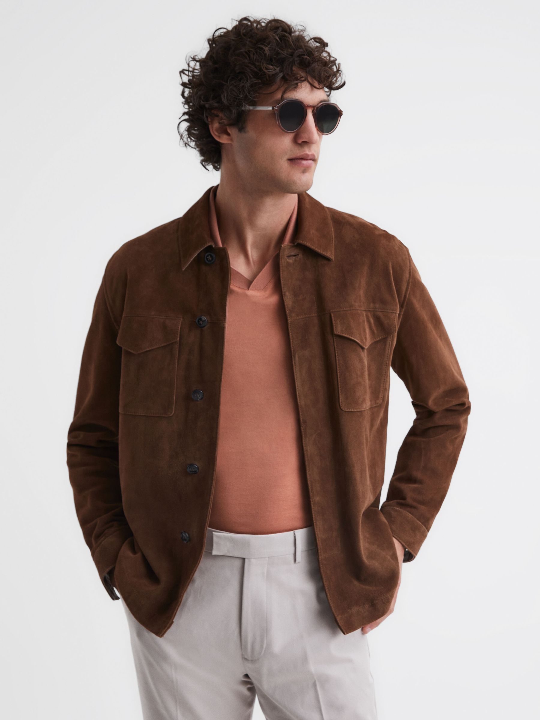 Slim Fit Mercerised Cotton Polo Shirt in Terracotta - Image 5 of 5