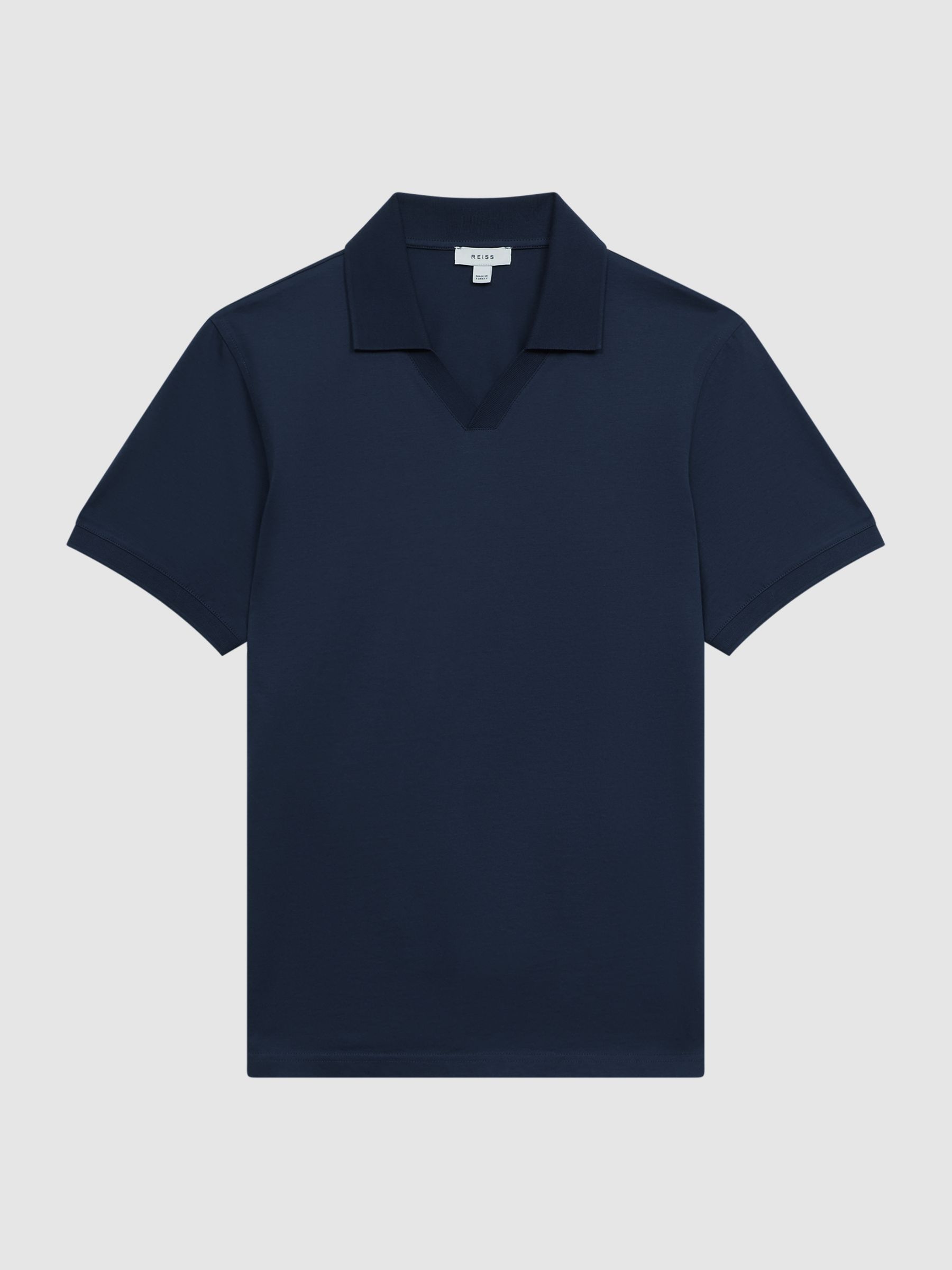 Slim Fit Mercerised Cotton Polo Shirt in Blue Night - Image 2 of 5
