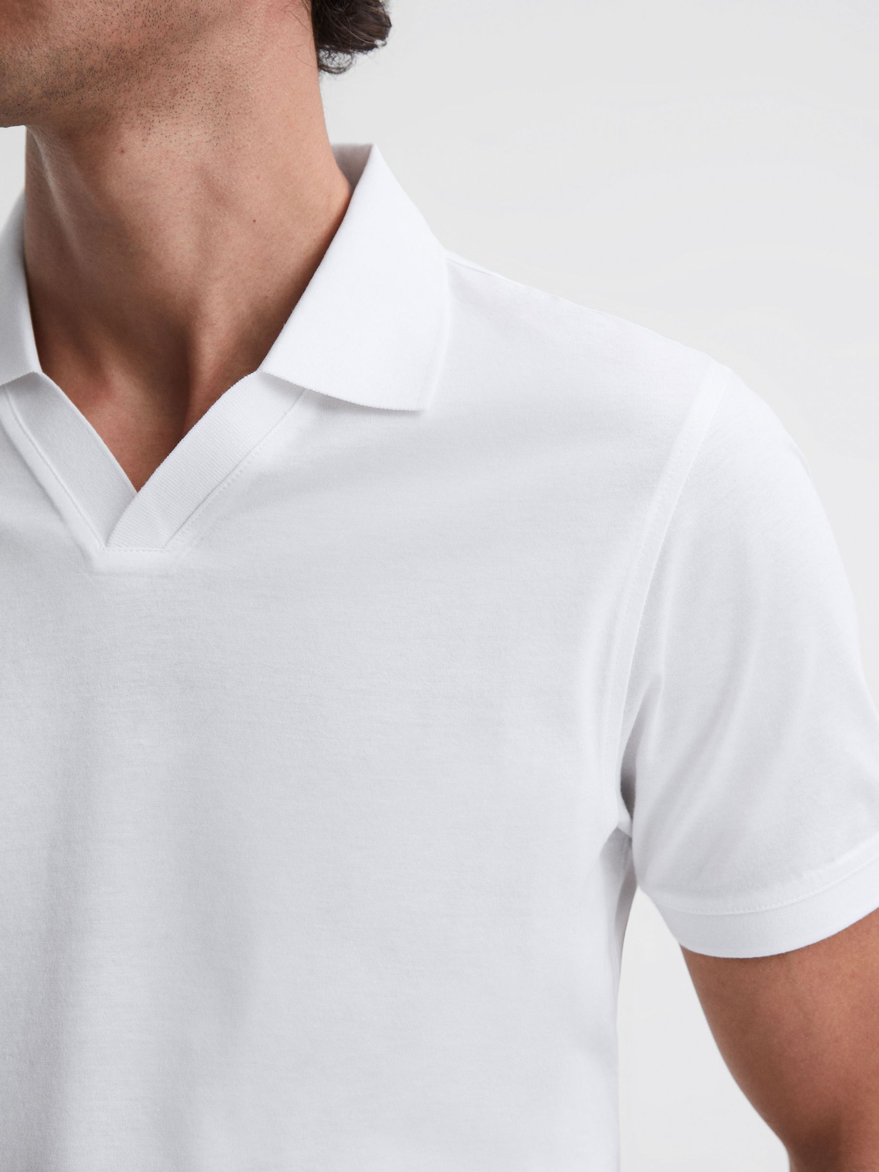 Slim Fit Mercerised Cotton T-Shirt in White - Image 3 of 5