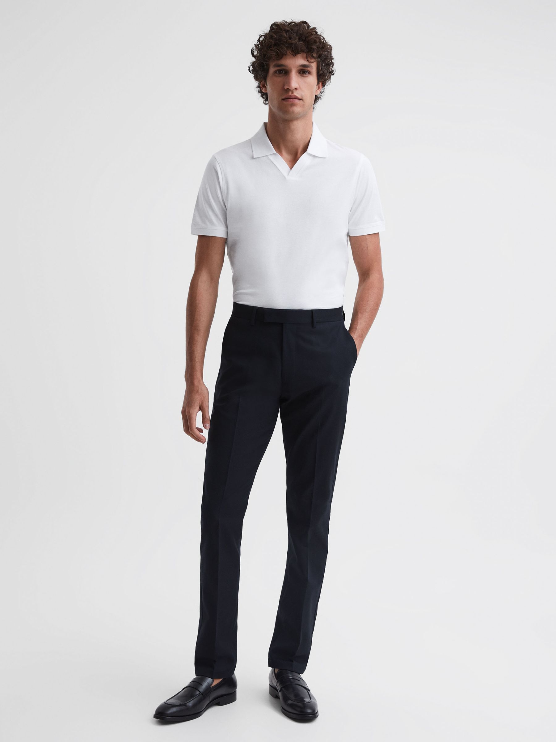 Slim Fit Mercerised Cotton T-Shirt in White - Image 5 of 5