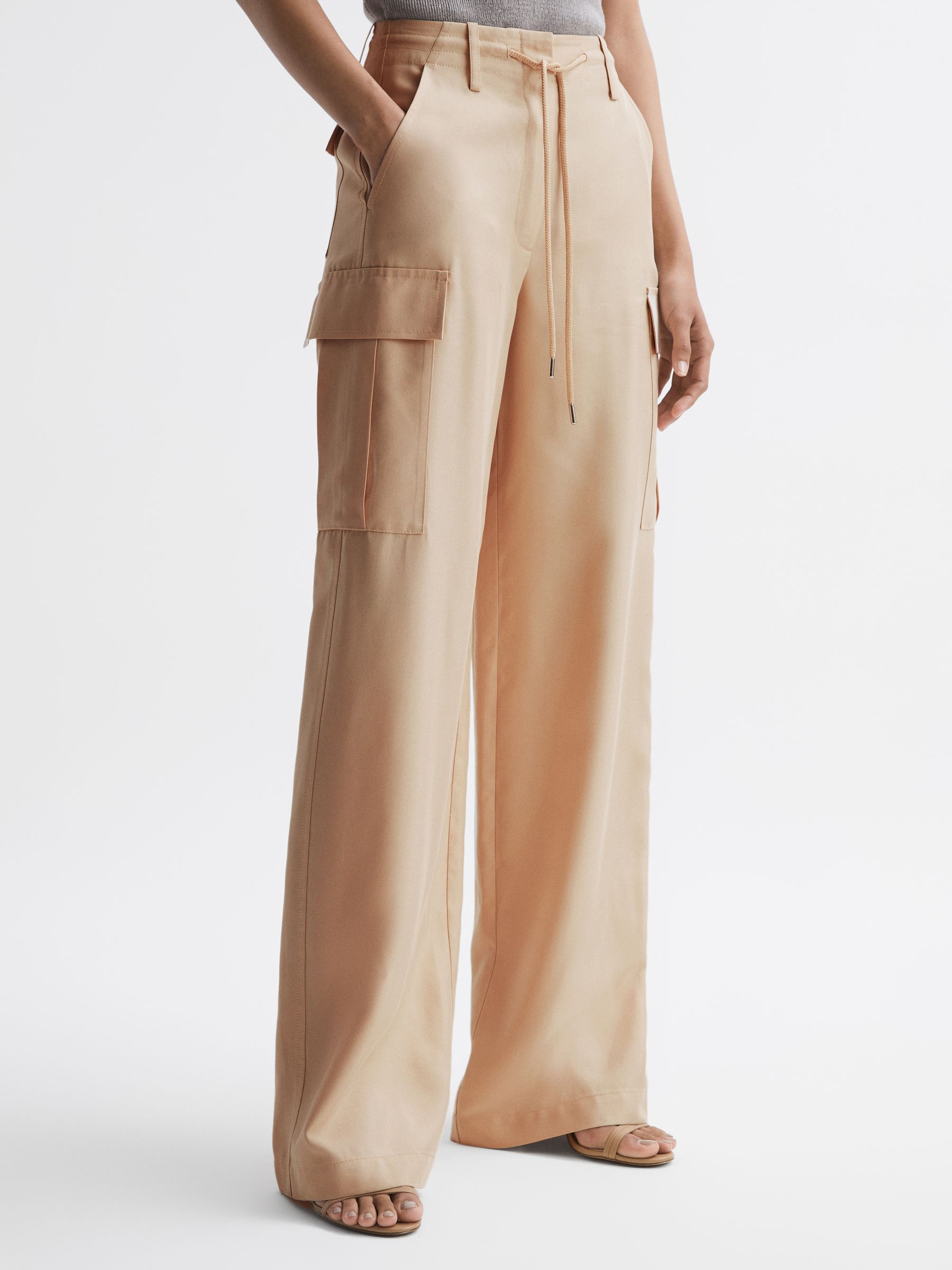 Wide Leg Combat Trousers in Neutral - Image 3 of 7
