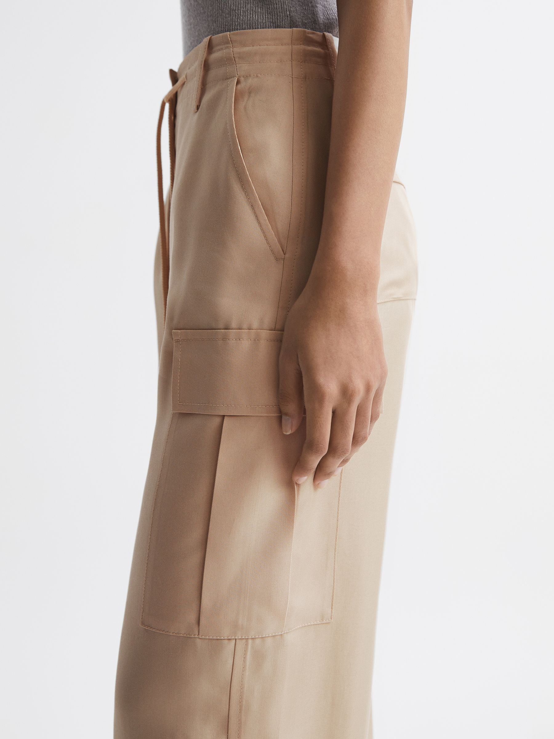 Wide Leg Combat Trousers in Neutral - Image 4 of 7